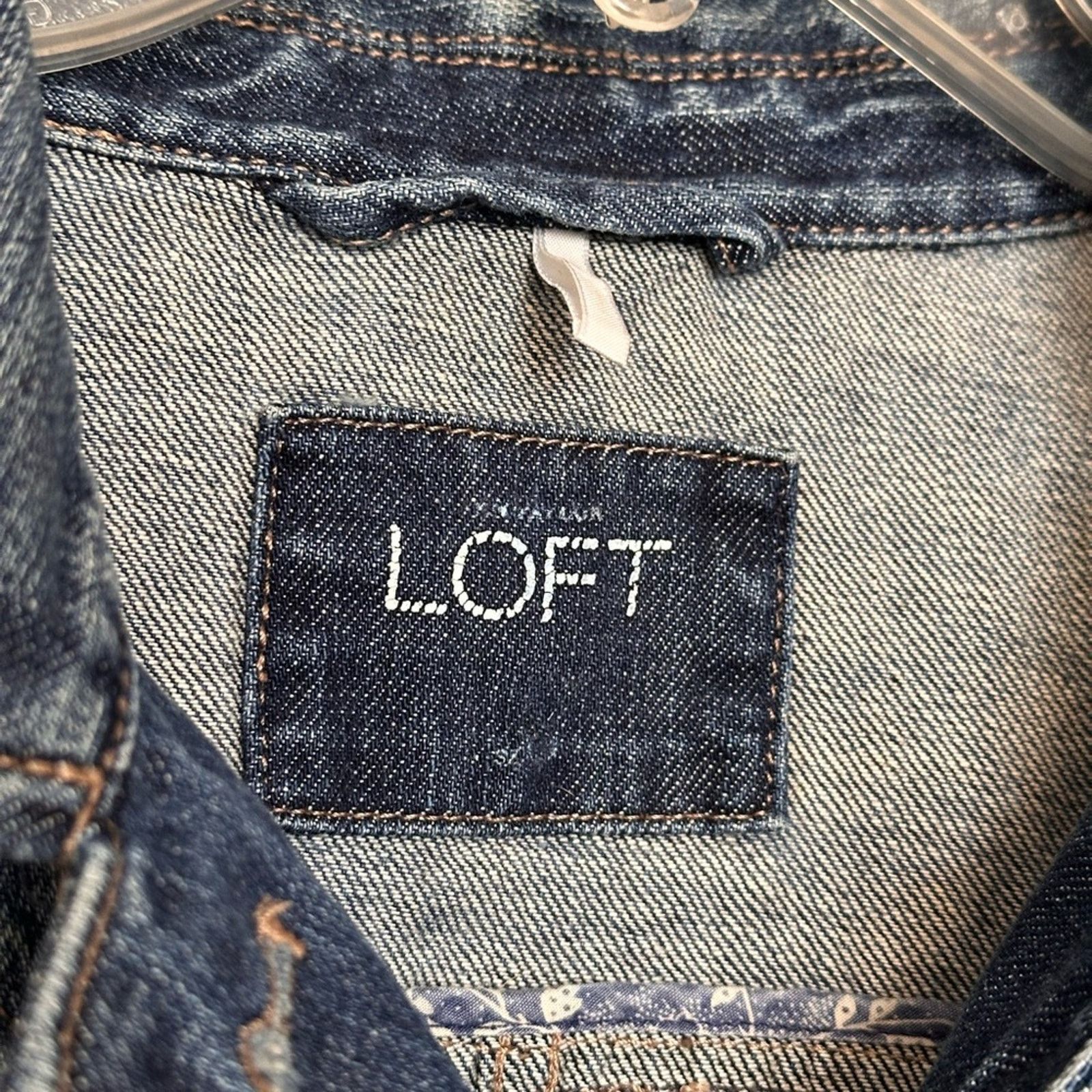 Loft Loft Classic Denim Trucker Jacket Indigo Wash Size S / US 4 / IT 40 - 4 Thumbnail