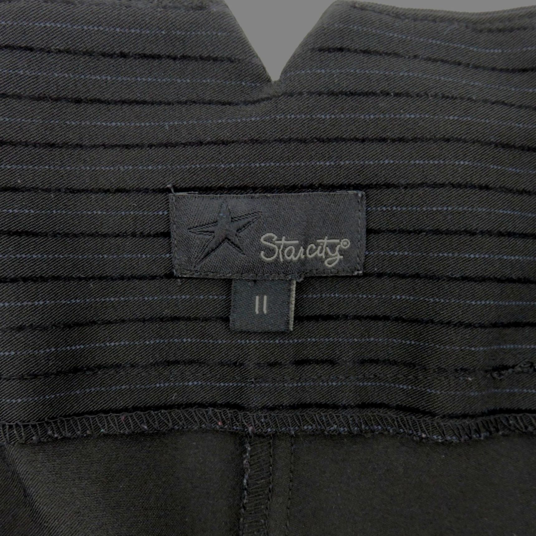 Velvet VINTAGE Star City Junior 11 Black Velvet Striped Dress Pants Cinched Tie Breaker? Size 32" / US 10 / IT 46 - 6 Thumbnail