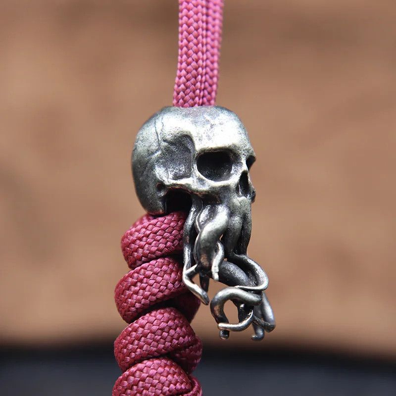Handmade 2Pcs Octopus Skull Knife Beads Paracord Bead Zipper Umbrella Size ONE SIZE - 4 Thumbnail