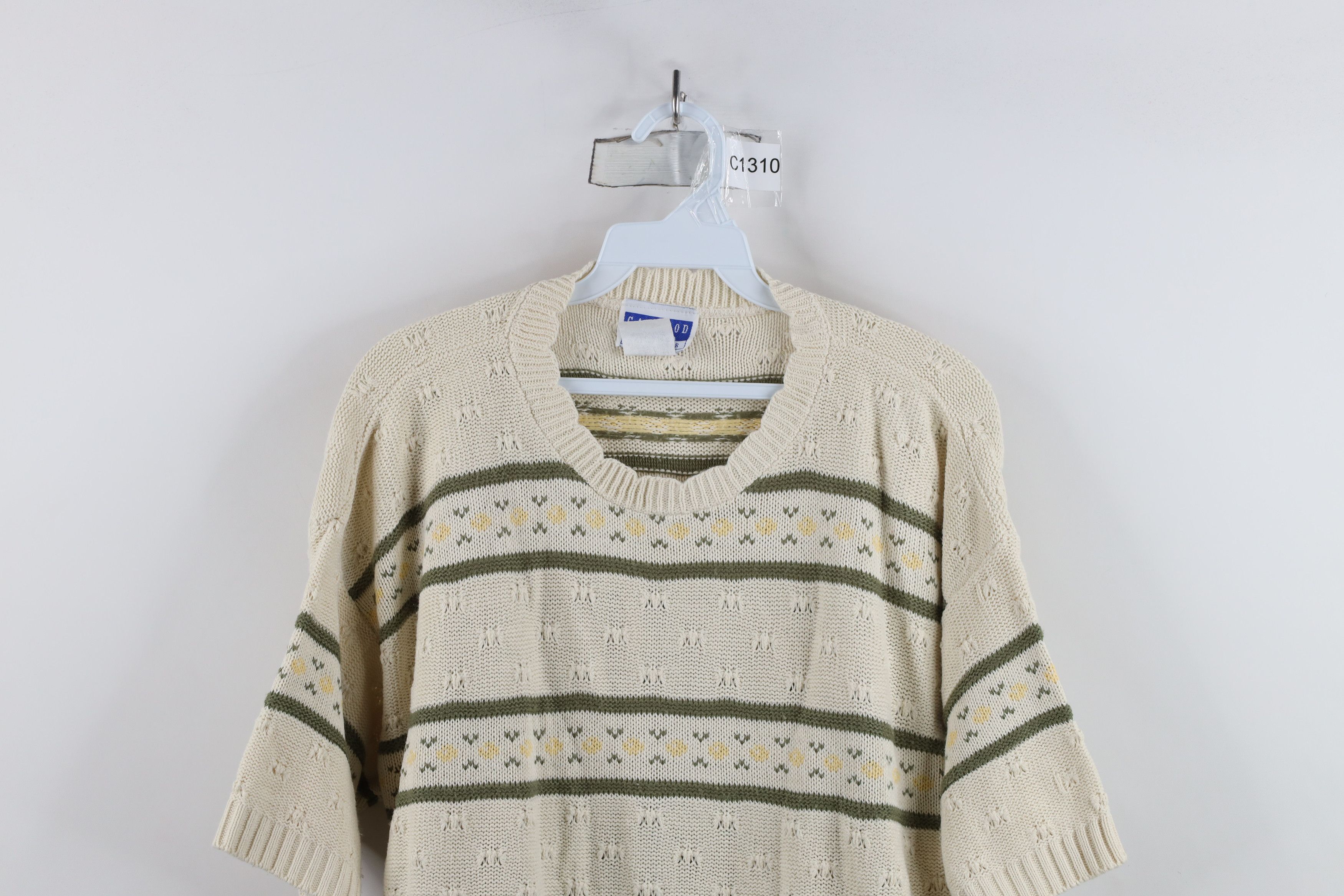 Vintage Vintage 90s Streetwear Striped Short Sleeve Sweater USA Size L / US 10 / IT 46 - 2 Thumbnail
