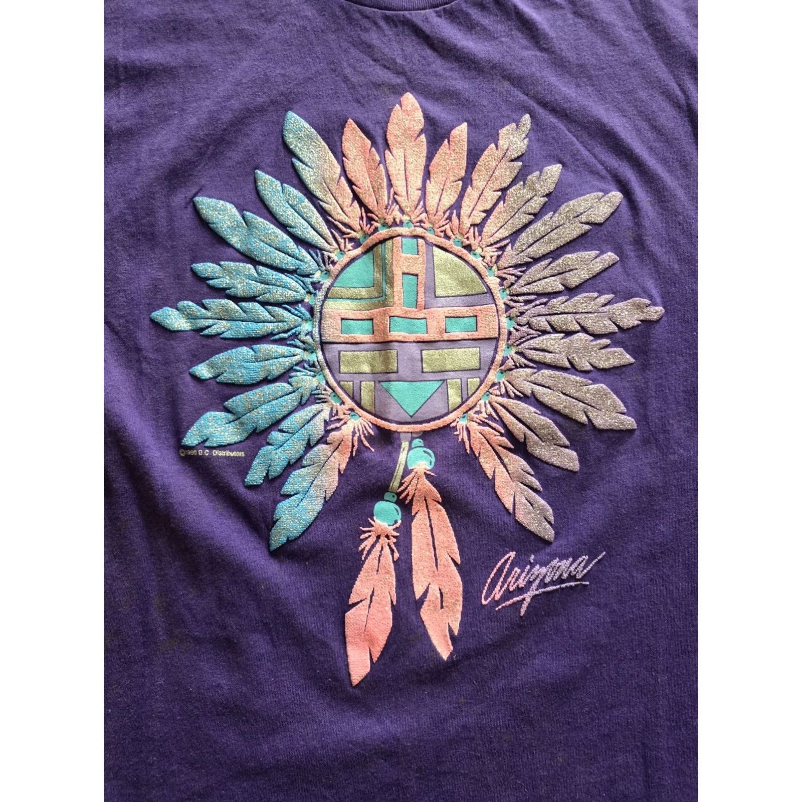 Hanes Vintage 90s Arizona Purple Shirt Adult Medium Hanes Casual Western Southwest Style Size M / US 6-8 / IT 42-44 - 2 Thumbnail