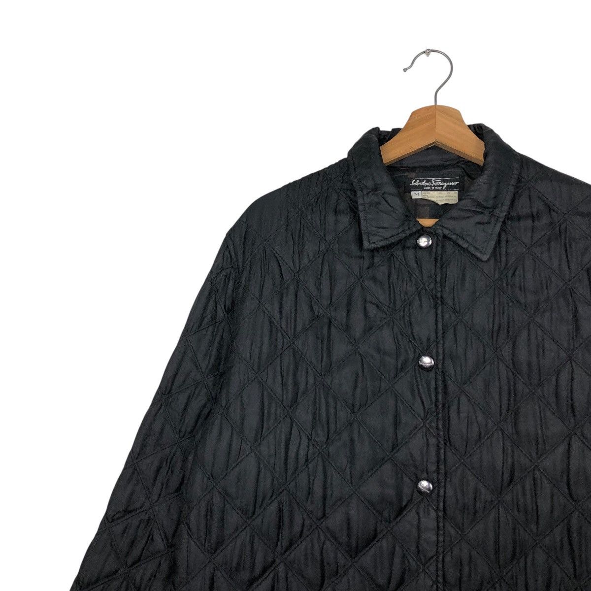 Vintage 📌Vintage Silk Jacket Button Quilted Salvatore Ferragamo Size US M / EU 48-50 / 2 - 8 Thumbnail