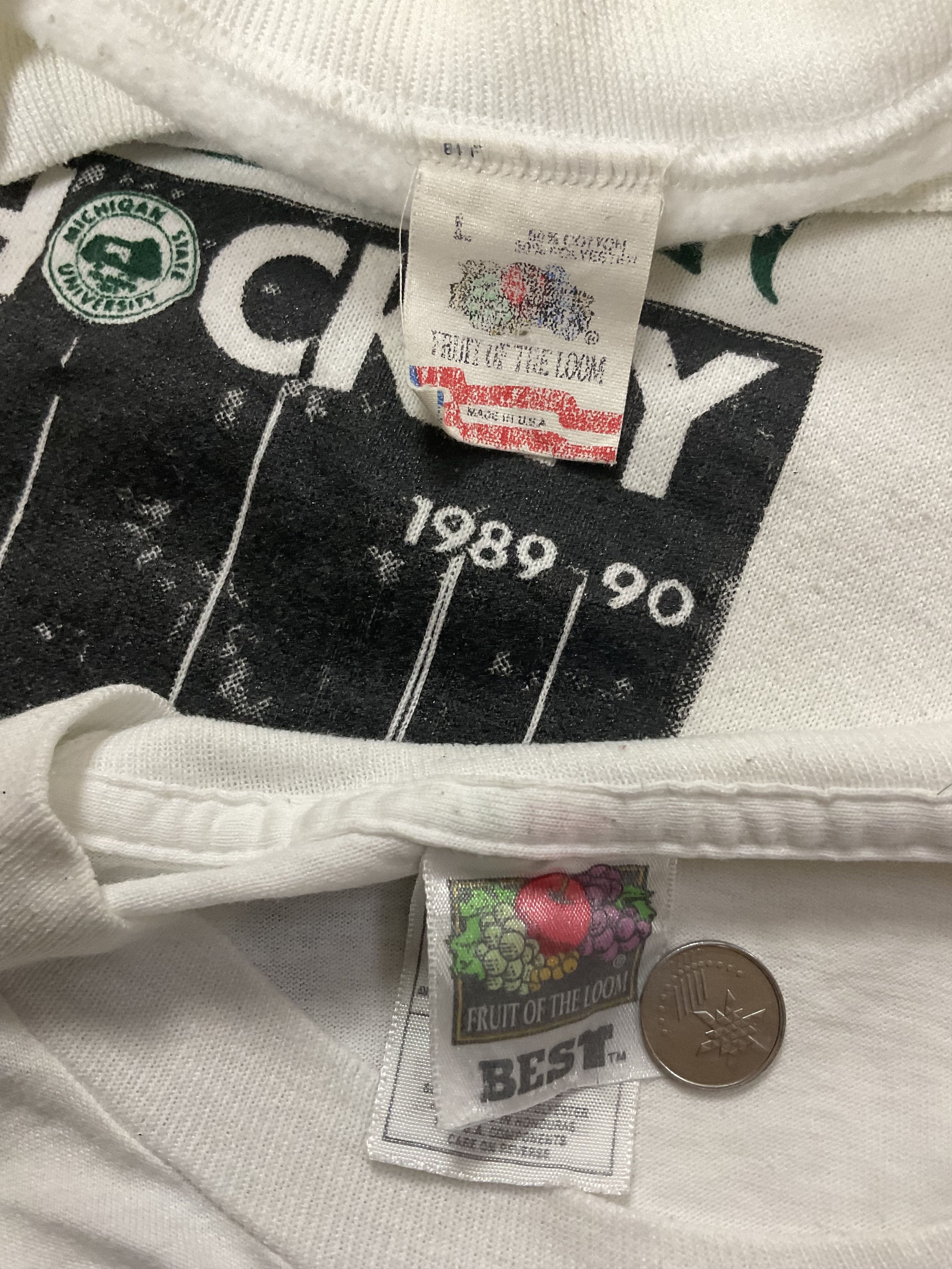 NCAA Vintage 1989-90 Michigan Spartans Sweatshirt FREE Vtg Tee Size US L / EU 52-54 / 3 - 8 Thumbnail