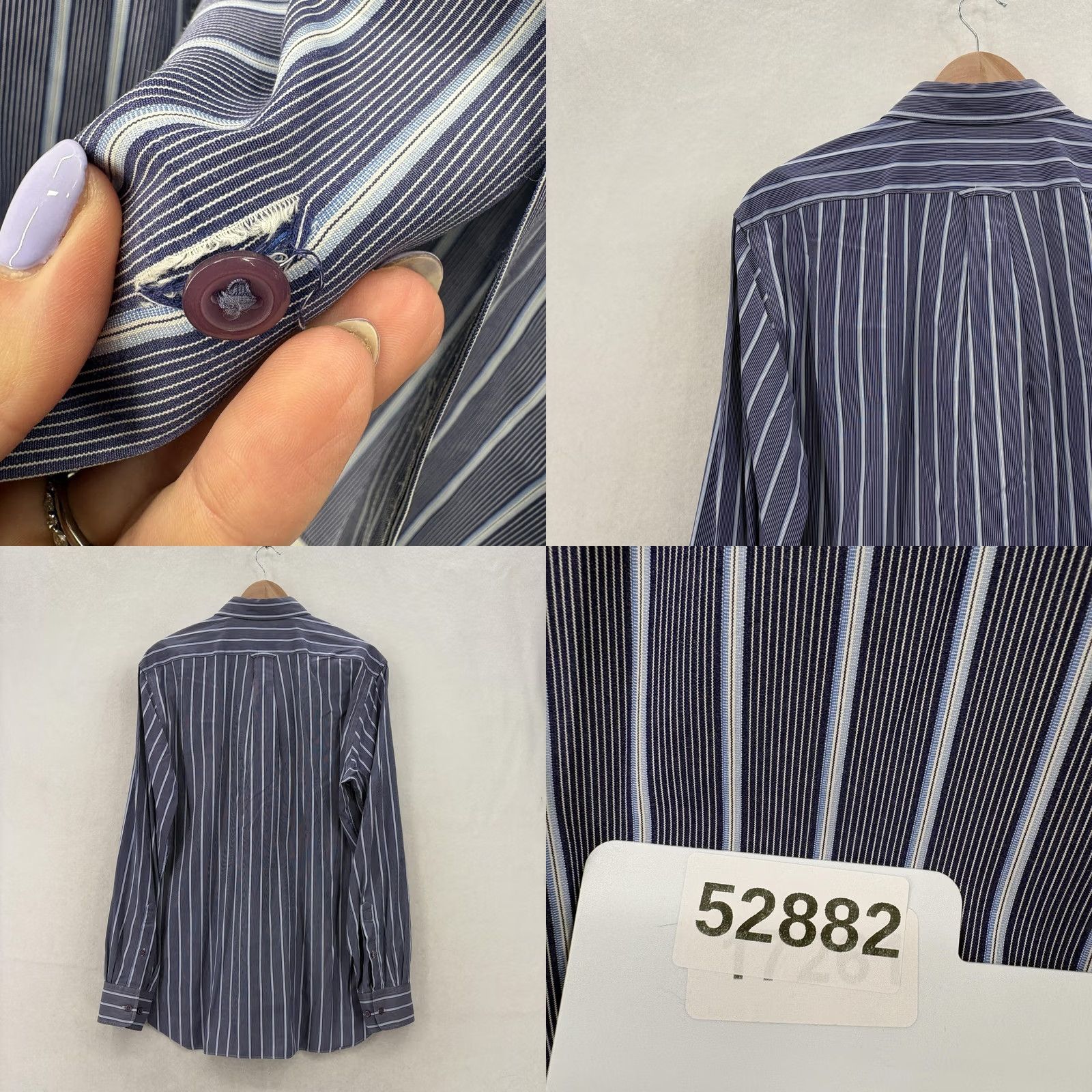 Faconnable Façonnable Button Up Shirt Mens Large Blue Stripe Long Sleeve Cotton Club Size US L / EU 52-54 / 3 - 9 Thumbnail