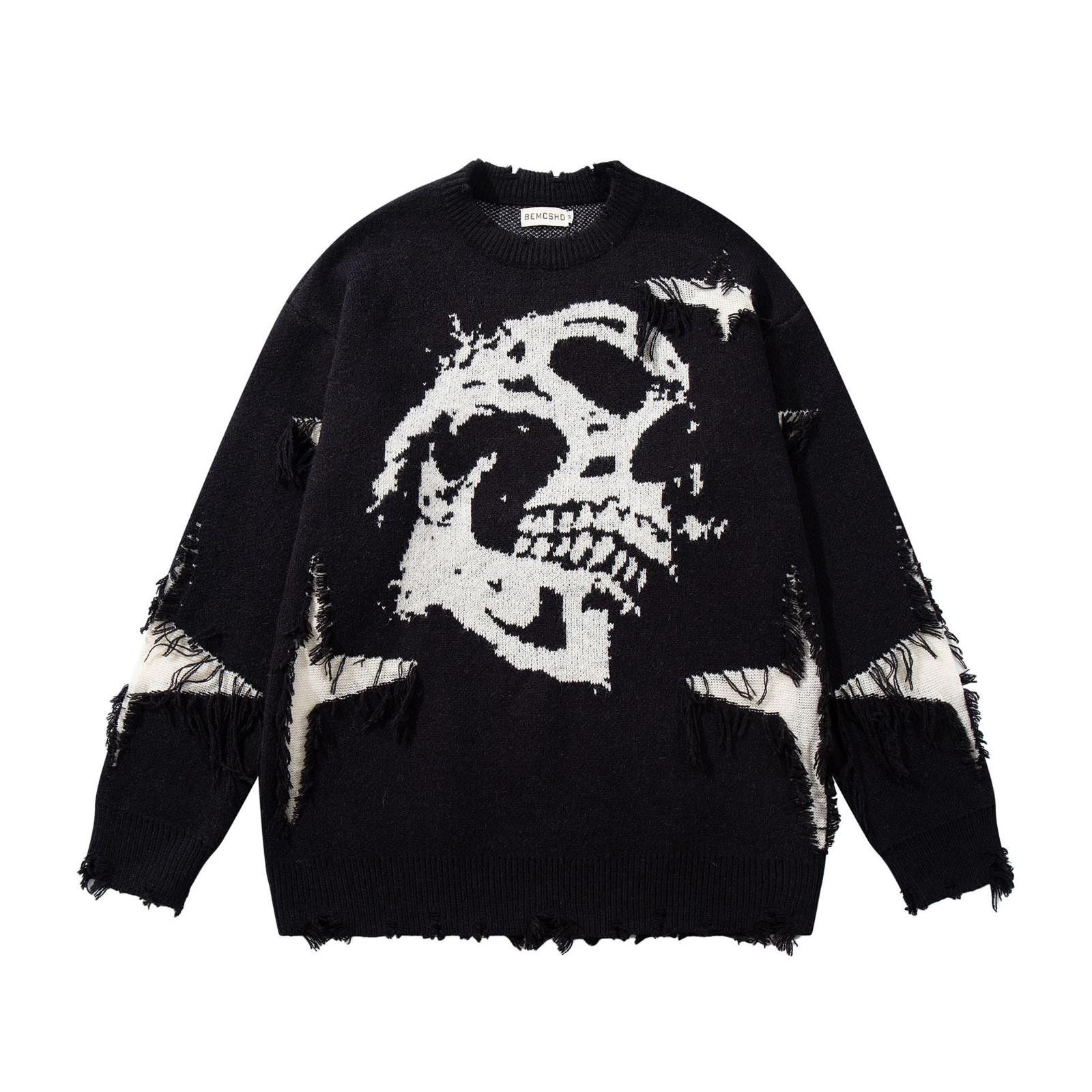 Vintage Thickened Skull Destroyed Knit Sweater Size US M / EU 48-50 / 2 - 1 Thumbnail