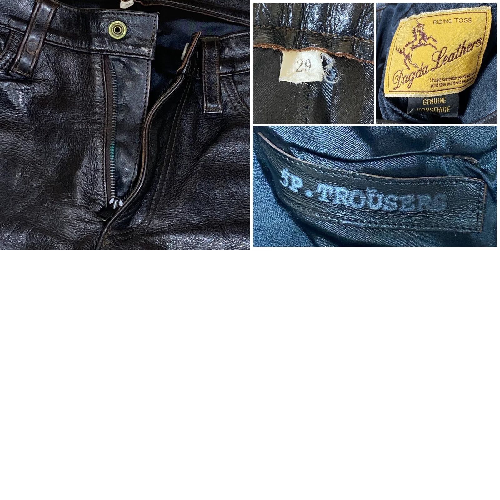 Vintage DAGDA LEATHERS Leather pants black Size 29 Size US 29 - 8 Thumbnail