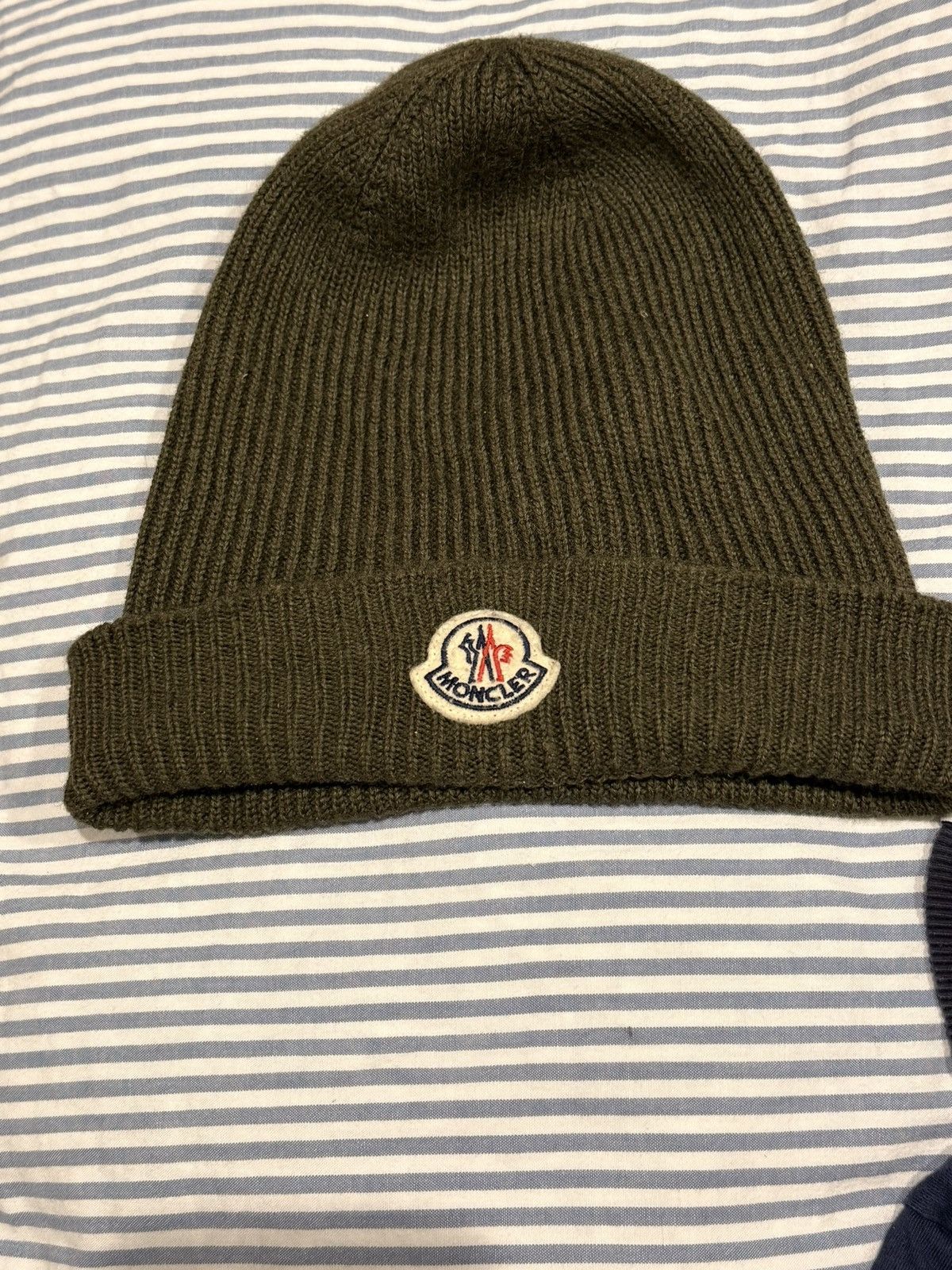 Moncler Moncler Grenoble Knitted Wool Beanie in Green Size ONE SIZE - 1 Thumbnail