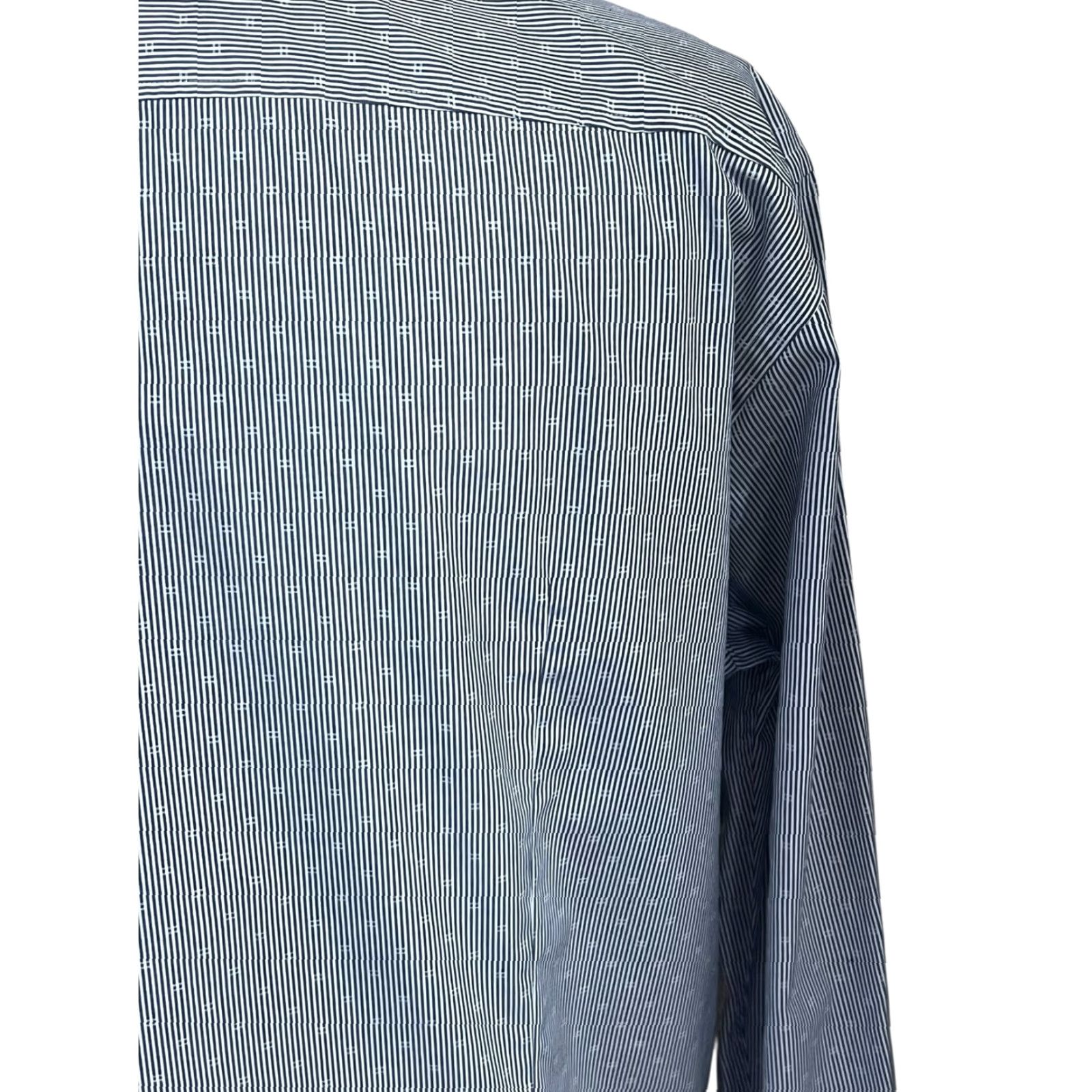 Hugo Boss HUGO BOSS Slim Fit Easy Iron Gray Stripe Dress Shirt Mens XL 17.5 Supima Cotton Slim Size 46R - 7 Thumbnail