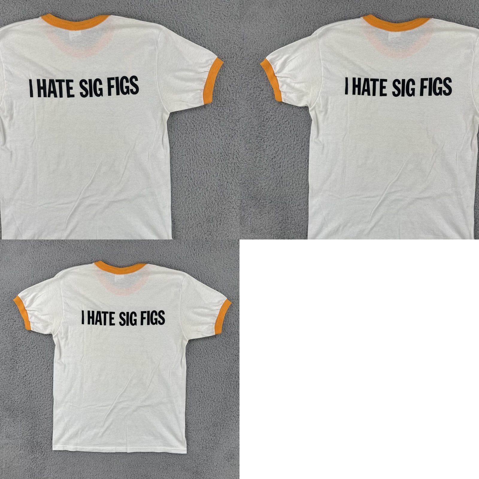 Vintage VINTAGE Stedman T Shirt White Ringer Graphic Tee Mens L 1980s Made in USA Physics Test I Hate Sig Figs Size US L / EU 52-54 / 3 - 10 Thumbnail
