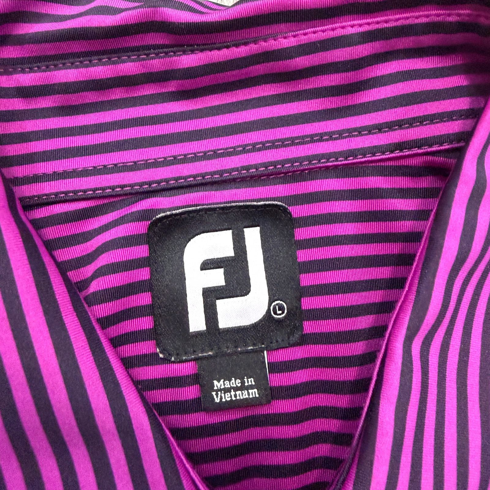 Footjoy Footjoy Polo Shirt Men's Large Pink Black Striped Athletic Size US L / EU 52-54 / 3 - 5 Thumbnail