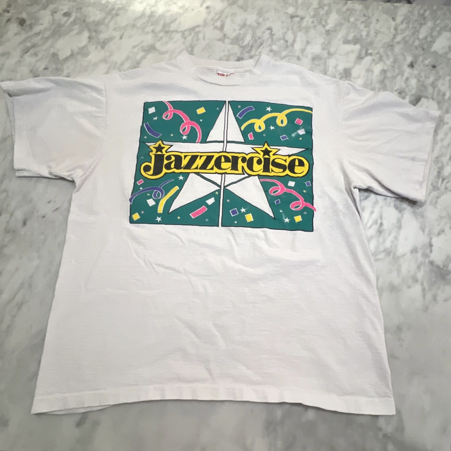 Vintage VINTAGE Y2K Jazzercise Shirt XL White Neon Single Stitch Unisex 1990s Graphic Tee Made USA Size US XL / EU 56 / 4 - 3 Thumbnail