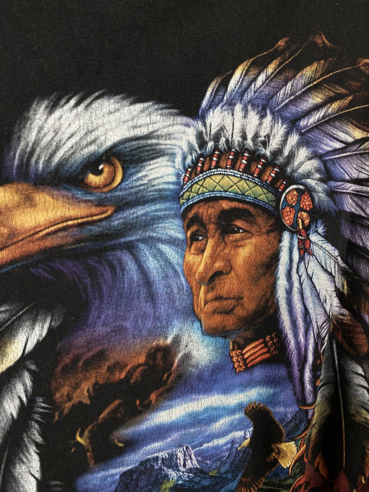 Vintage 🦅Vintage 90s T-Shirt Rock Eagle Stitch Double Side VTG Tee🦅 Size US L / EU 52-54 / 3 - 8 Thumbnail