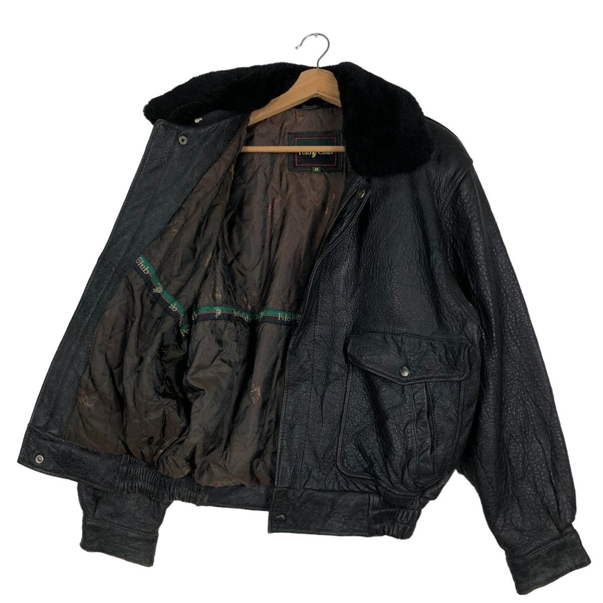 Japanese Brand RICH BLACK - VINTAGE BIKER LEATHER JACKET POLO CLUB BIGLOGO Size US M / EU 48-50 / 2 - 5 Thumbnail