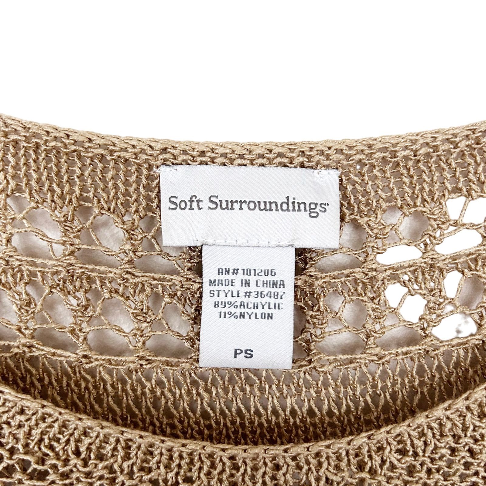 Soft Surroundings Soft Surroundings Gold Open Knit Long Sleeve Top Sz PS Size S / US 4 / IT 40 - 2 Thumbnail