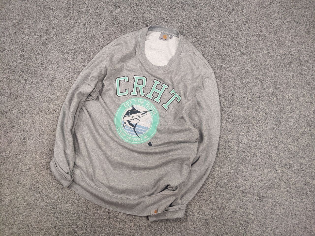Carhartt Vintage Carhartt Camp Detroit Fish Logo Gray Sweatshirt Size US M / EU 48-50 / 2 - 3 Thumbnail