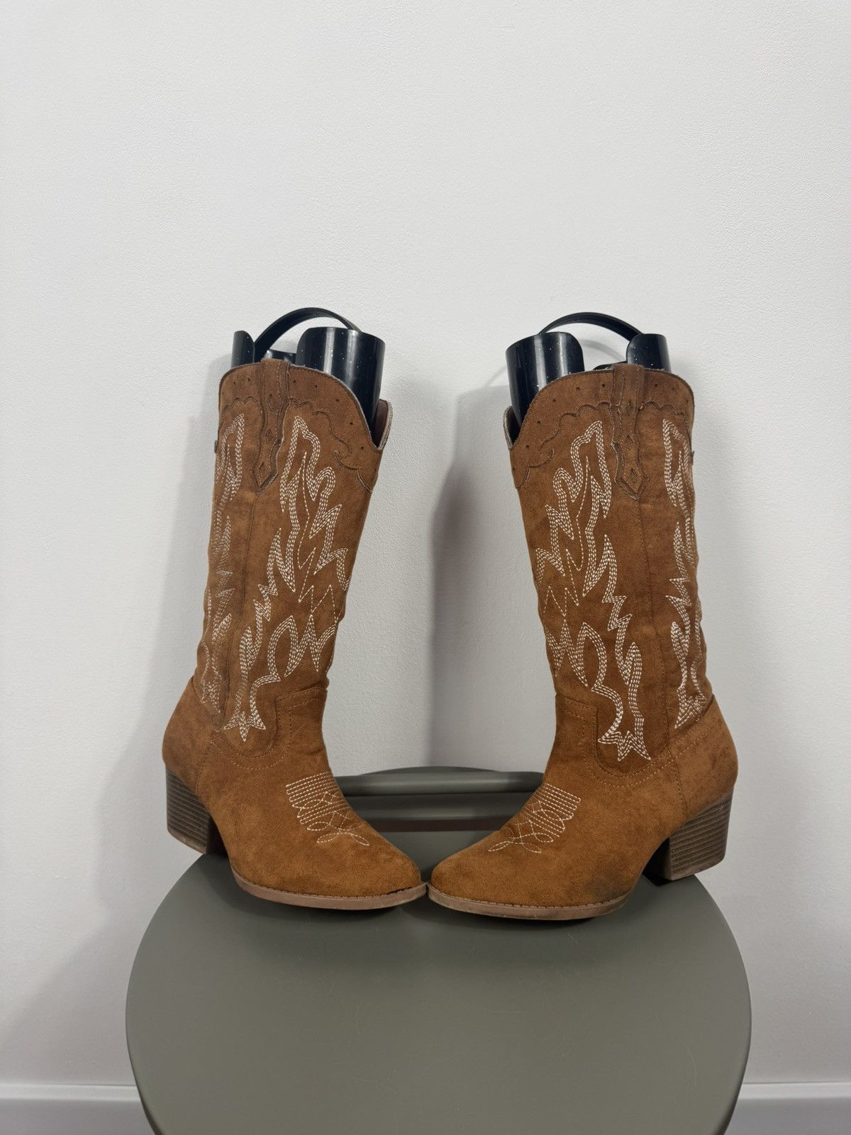 Other Women Western Cowboy Boots Brown Suede Mid Calf Heel EU 37 Size US 6 / IT 36 - 1 Thumbnail