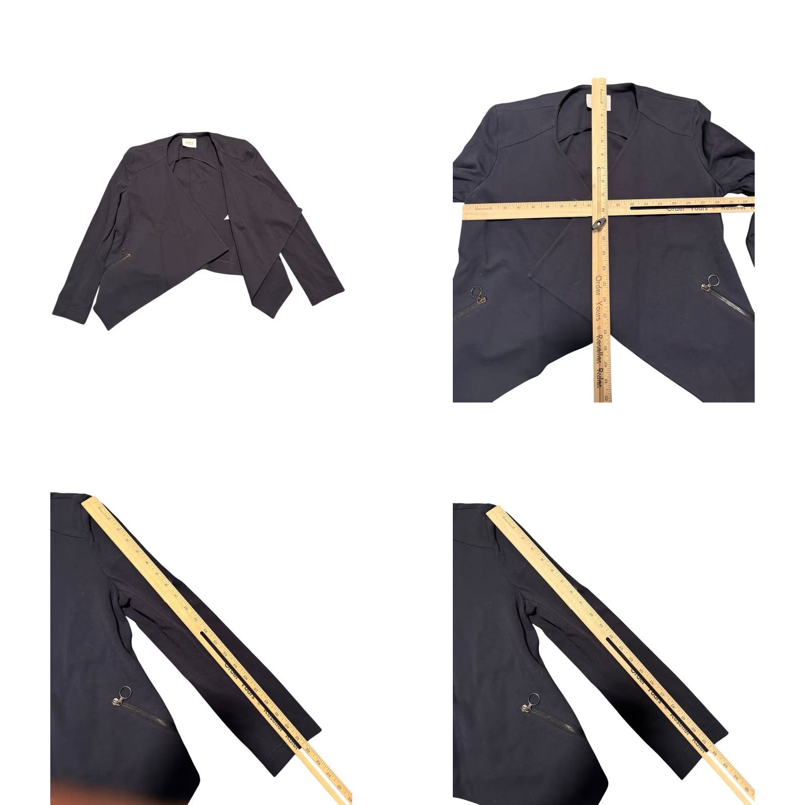 Vintage Akris punto Black Asymmetrical Drape Front Jersey Jacket Blazer Silver Ring Zips Shirt Women 10 Regular Zip Pockets All Seasons Size L / US 10 / IT 46 - 8 Thumbnail
