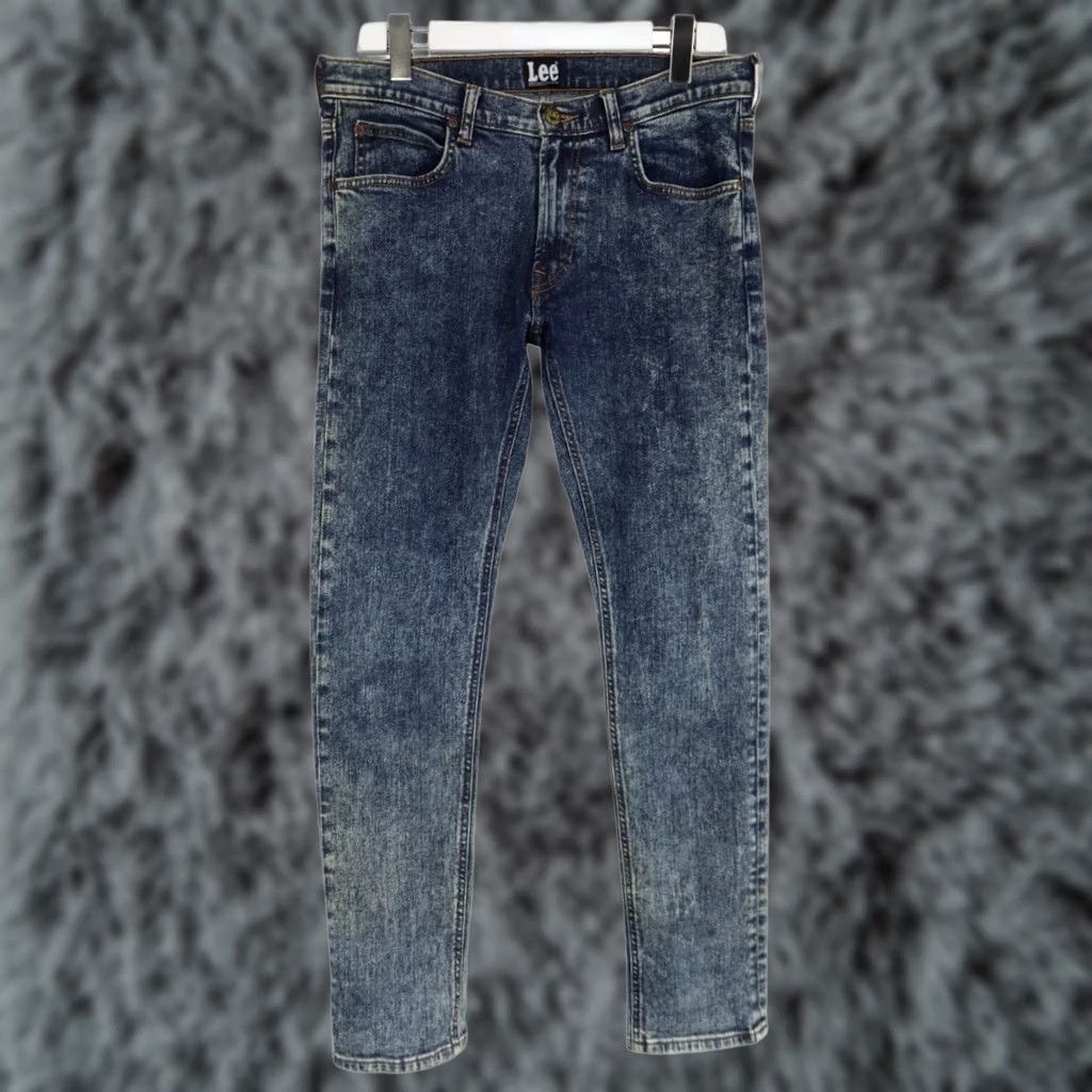 Lee Lee Luke Jeans Men's W33/L32 Zip Fly Stretched Blue Slim Fit Stonewashed Size US 33 - 1 Thumbnail