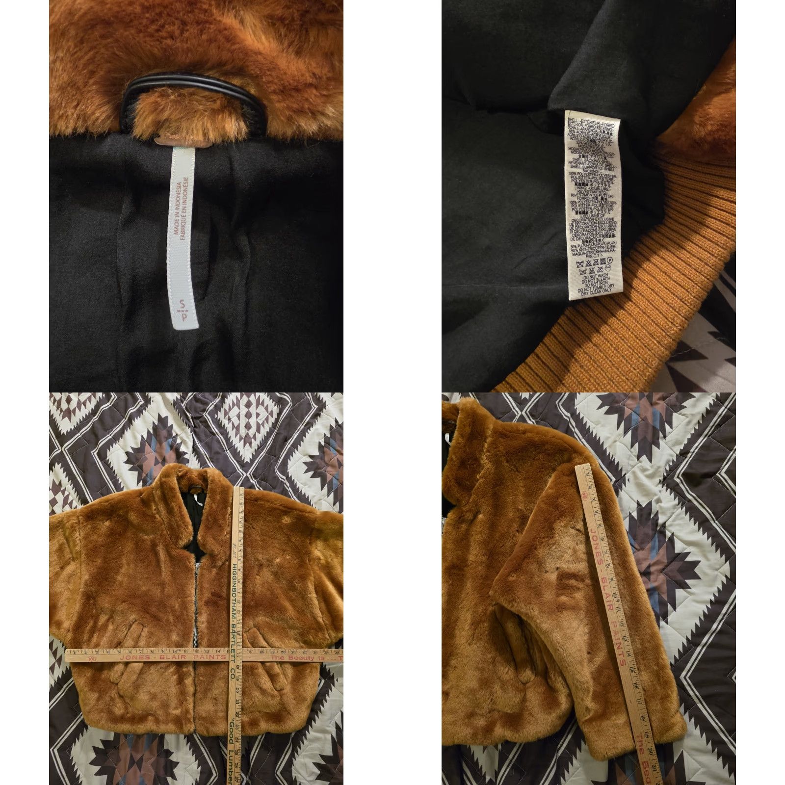 Free People VINTAGE Free People Faux Fur Bomber Jacket Terracotta Women's Small EUC Size S / US 4 / IT 40 - 8 Thumbnail