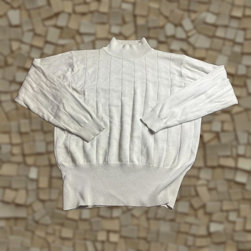 Vintage Milano Sweater Women’s Size M Tan Mock Neck Pullover Pleated Cotton Blend Size M / US 6-8 / IT 42-44 - 1 Thumbnail