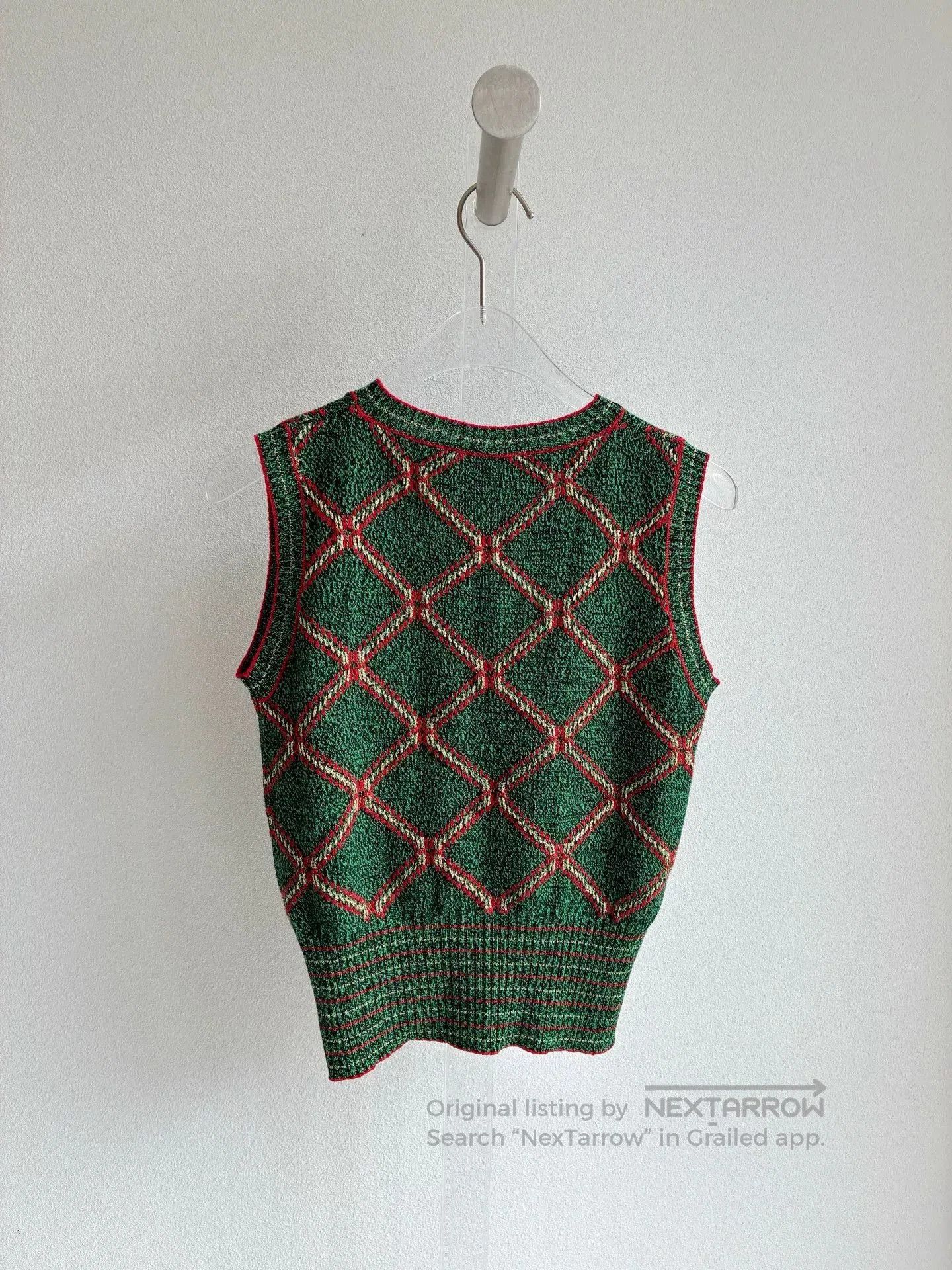 Gucci Gucci Green Diamond Pattern Embroidered Vest. Size XXS / US 00 / IT 34 - 2 Thumbnail