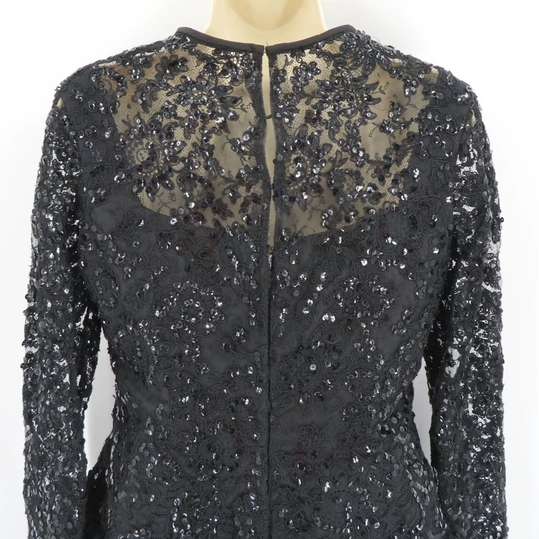 Vintage Joanna Mastroianni Dress Women 8 Black Lace Sequin Long Sleeve Gothic A-Line Short Dress Cocktail Party/Cocktail Gel? Size M / US 6-8 / IT 42-44 - 5 Thumbnail