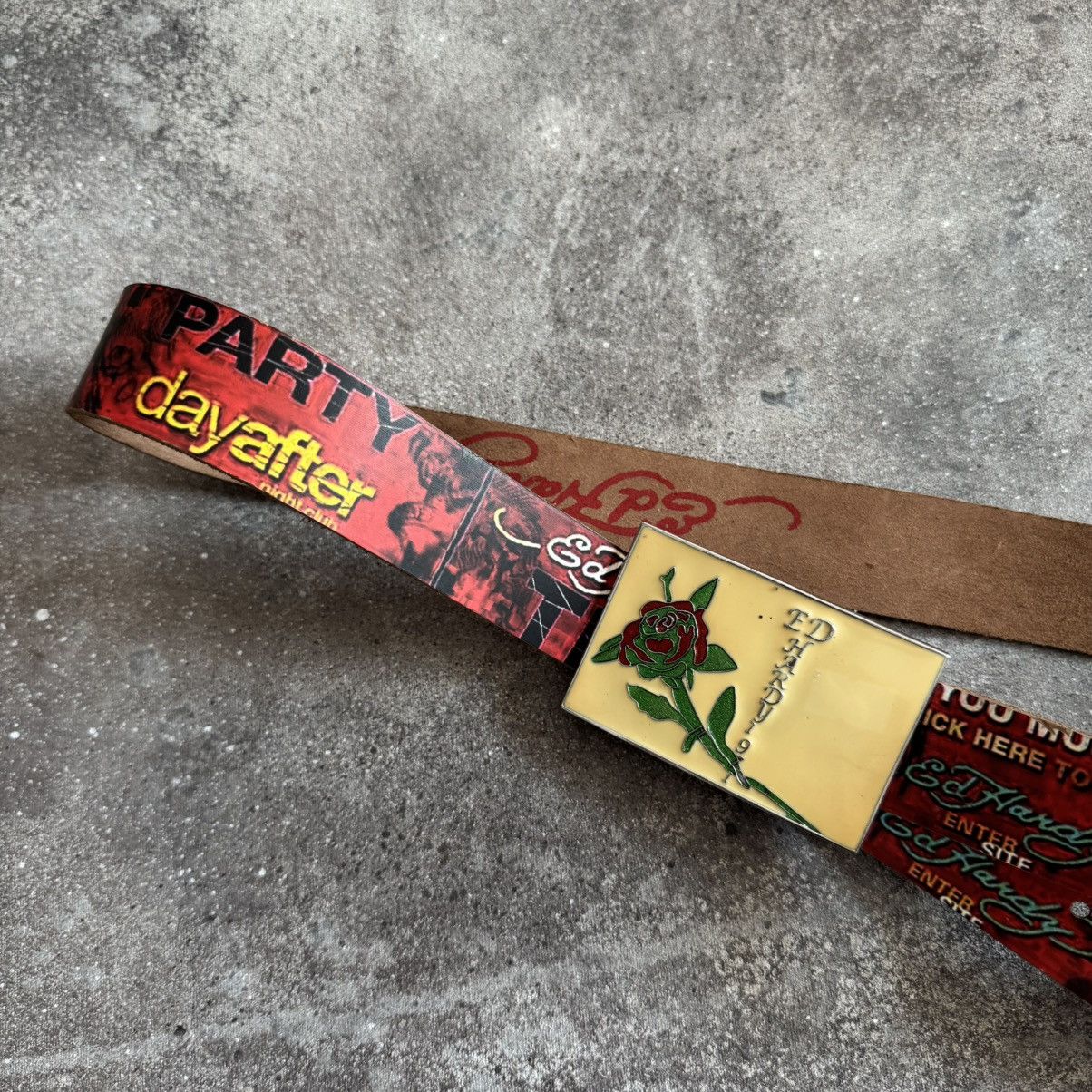 Ed Hardy Ed Hardy Vintage Y2K Leather Belt Size ONE SIZE - 4 Thumbnail