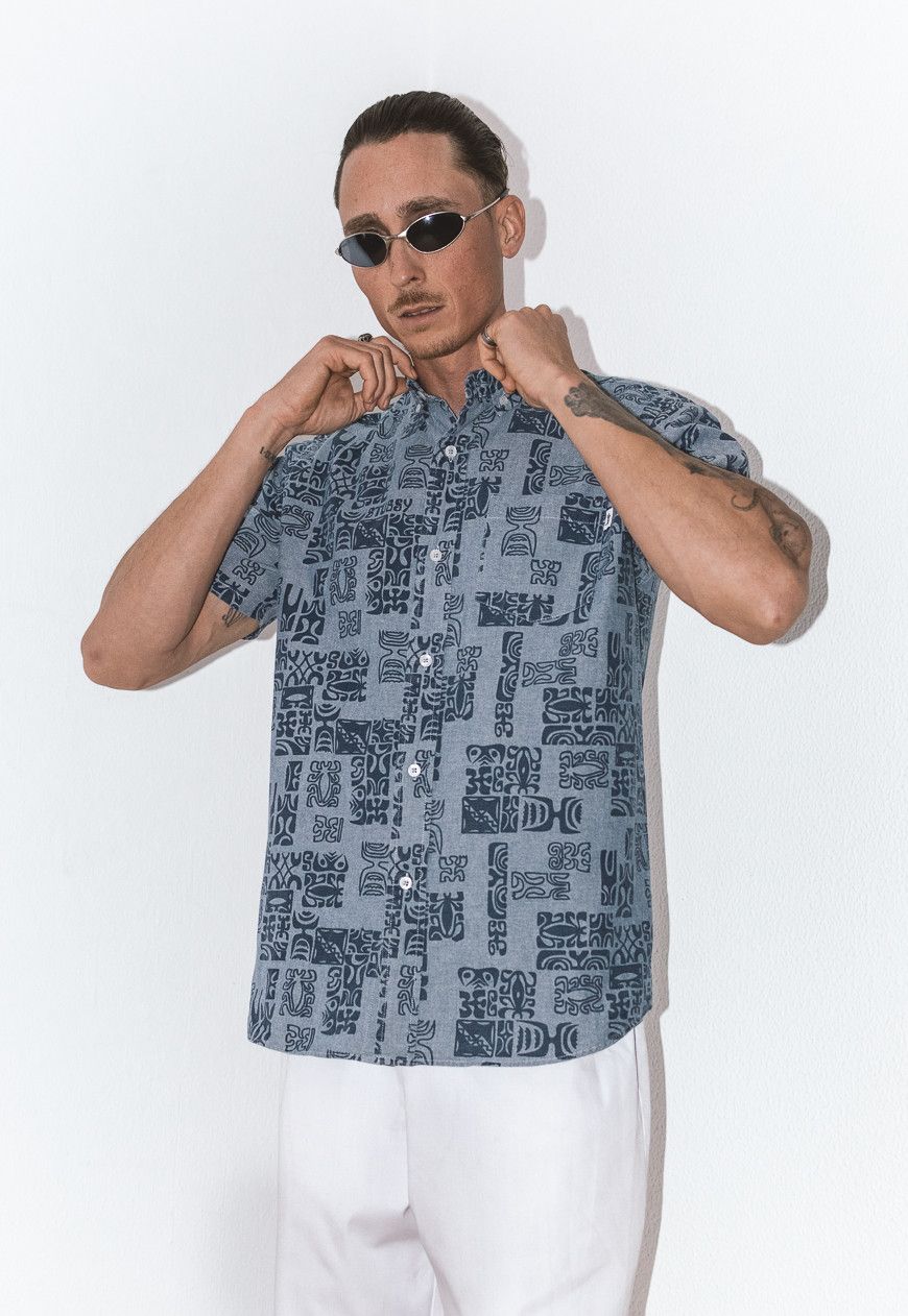 Designer × Stussy Faded blue Stussy Shirt Geometric Stussy Printed Shirt Size US M / EU 48-50 / 2 - 6 Thumbnail