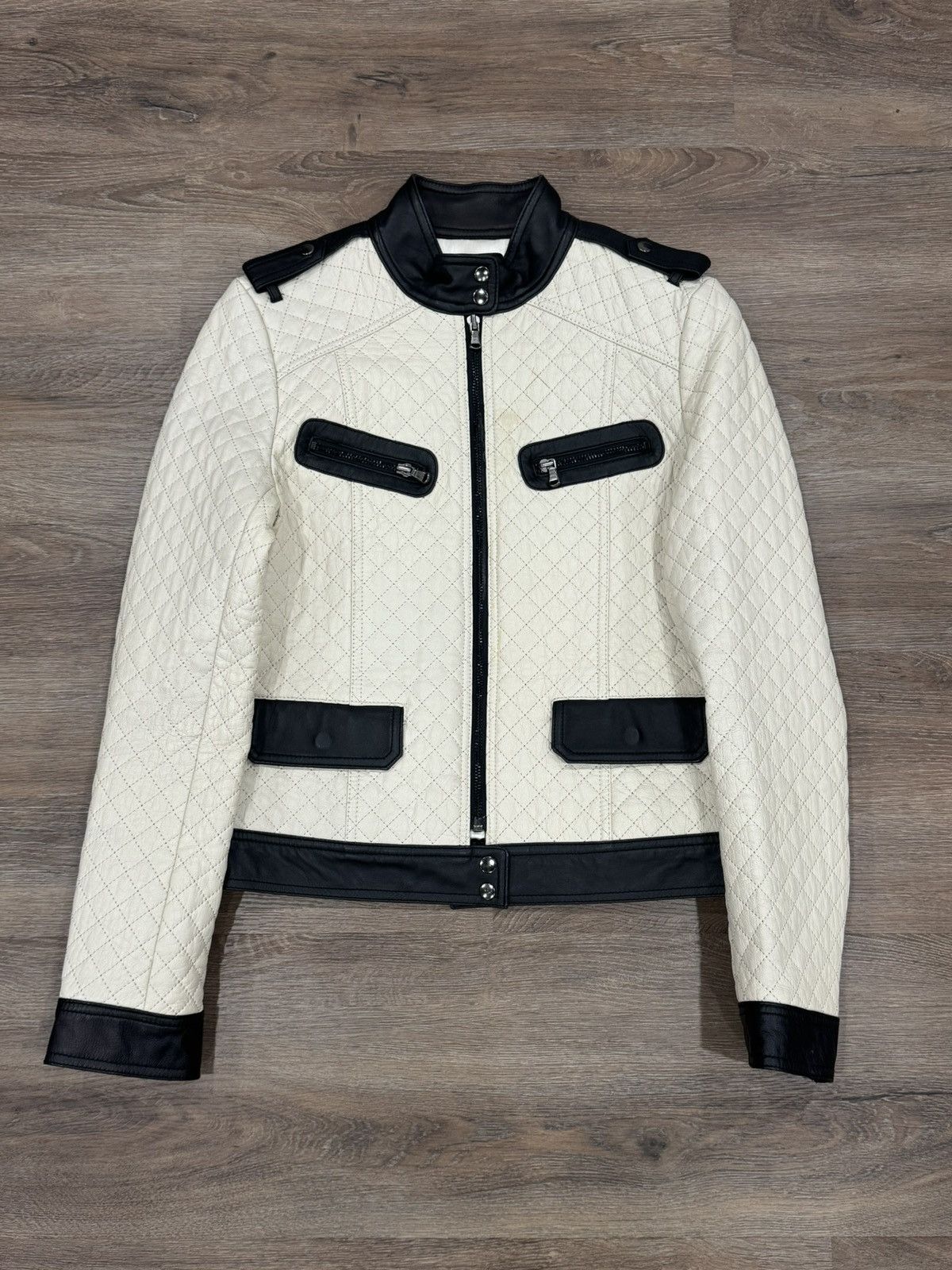 Alice + Olivia Alice + Olivia Quilted Vegan Leather Cropped Jacket Size XS / US 0-2 / IT 36-38 - 1 Thumbnail