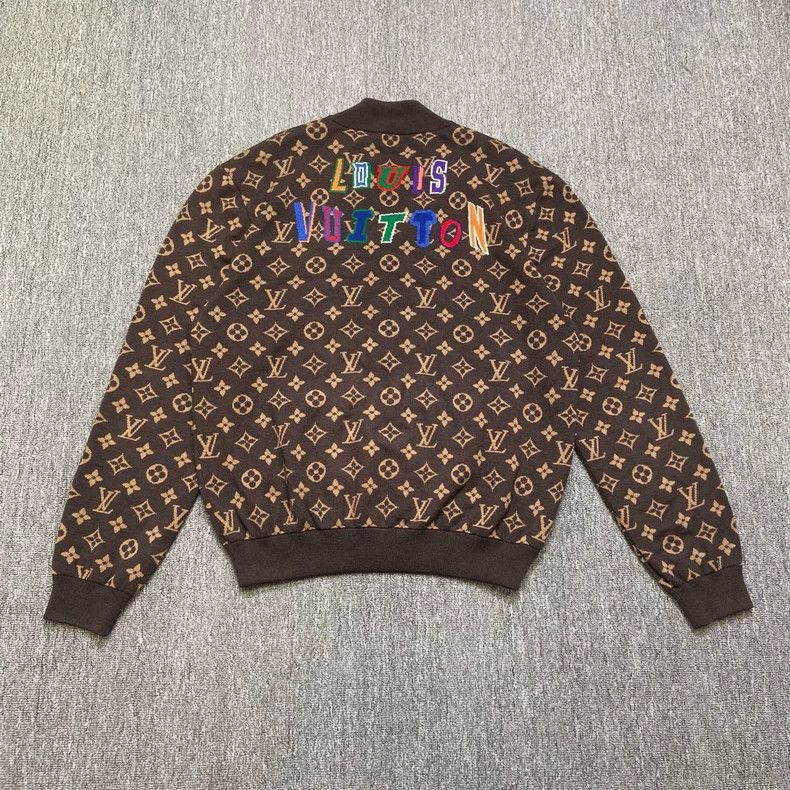 Louis Vuitton LOUIS VUITTON Brown presbyopic full-print knit jacket Size US XL / EU 56 / 4 - 2 Thumbnail