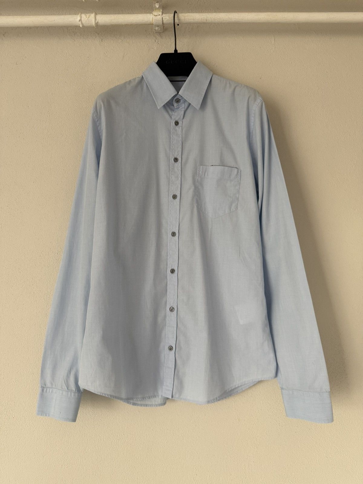 Gucci Light Blue Skinny Shirt with Pocket Size US M / EU 48-50 / 2 - 1 Thumbnail
