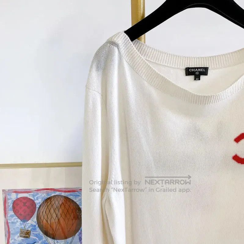 Chanel Chanel Embroidered White Cashmere Sweater for Women . Size XL / US 12-14 / IT 48-50 - 3 Thumbnail