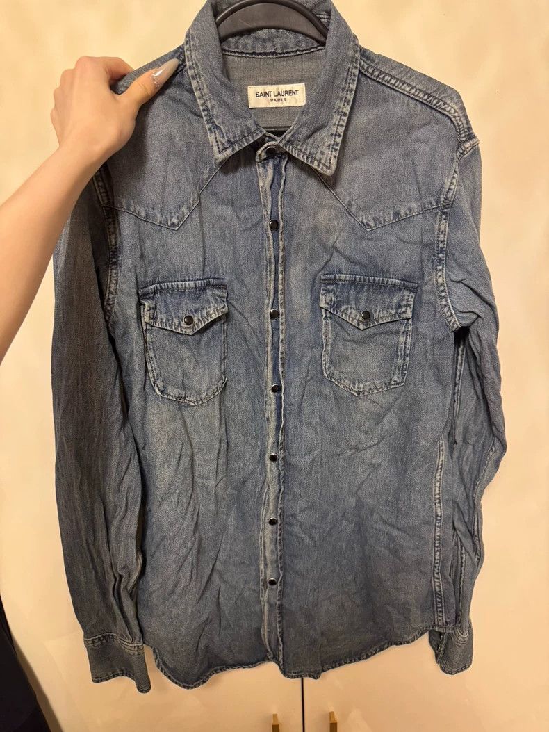 Saint Laurent Paris Saint Laurent Paris Solid single-breasted long-sleeved shir Size US XS / EU 42 / 0 - 2 Thumbnail