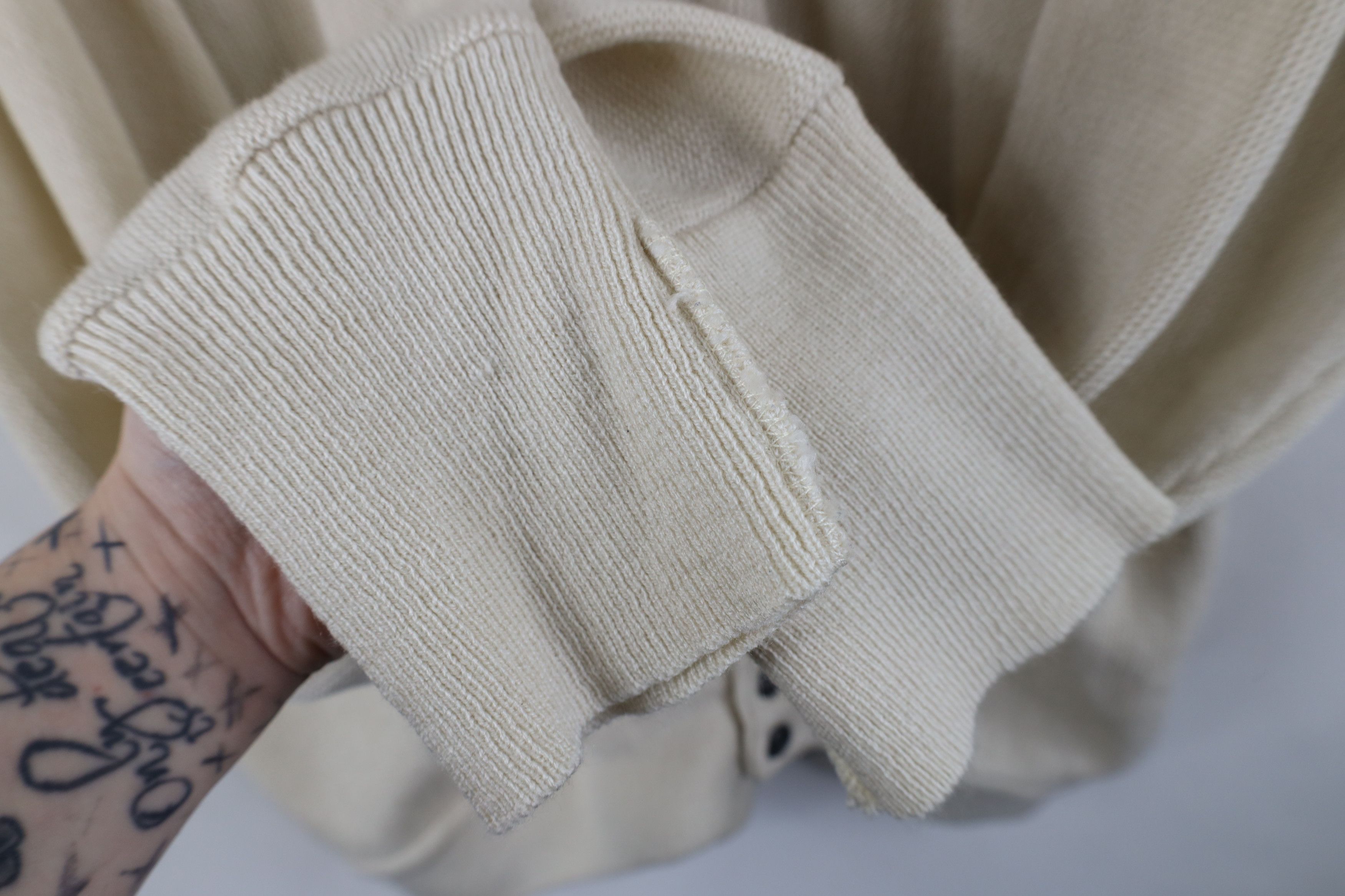 Vintage Vintage 90s Streetwear Cardigan Sweater Beige Khaki Acrylic Size US XL / EU 56 / 4 - 5 Thumbnail