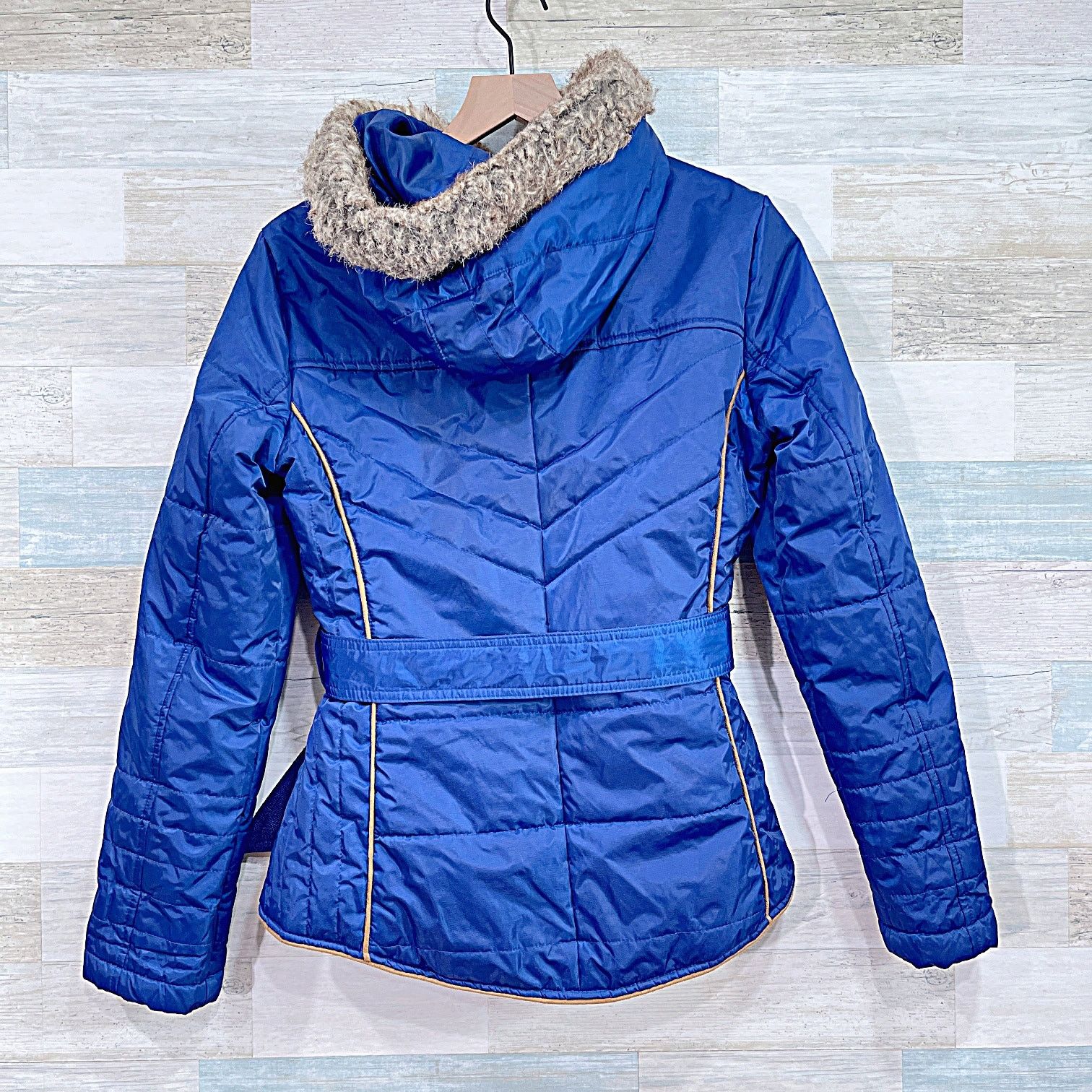 Guess × Vintage Guess Y2K Hooded Belted Ski Puffer Jacket Blue Womens Medium Size M / US 6-8 / IT 42-44 - 5 Thumbnail