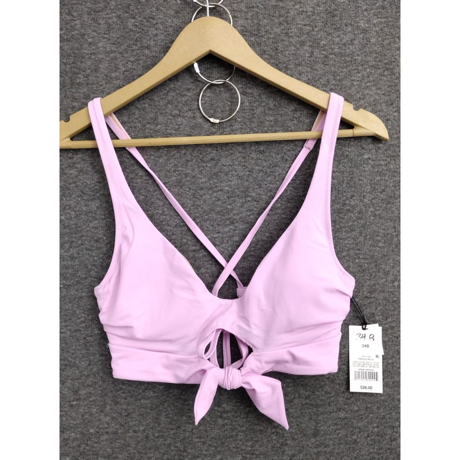 Vintage Shade & Shore Purple Front Tie Keyhole Spaghetti Bikini Top Padded 34B Womens Adult Swimsuit Top Size XXS / US 00 / IT 34 - 2 Thumbnail