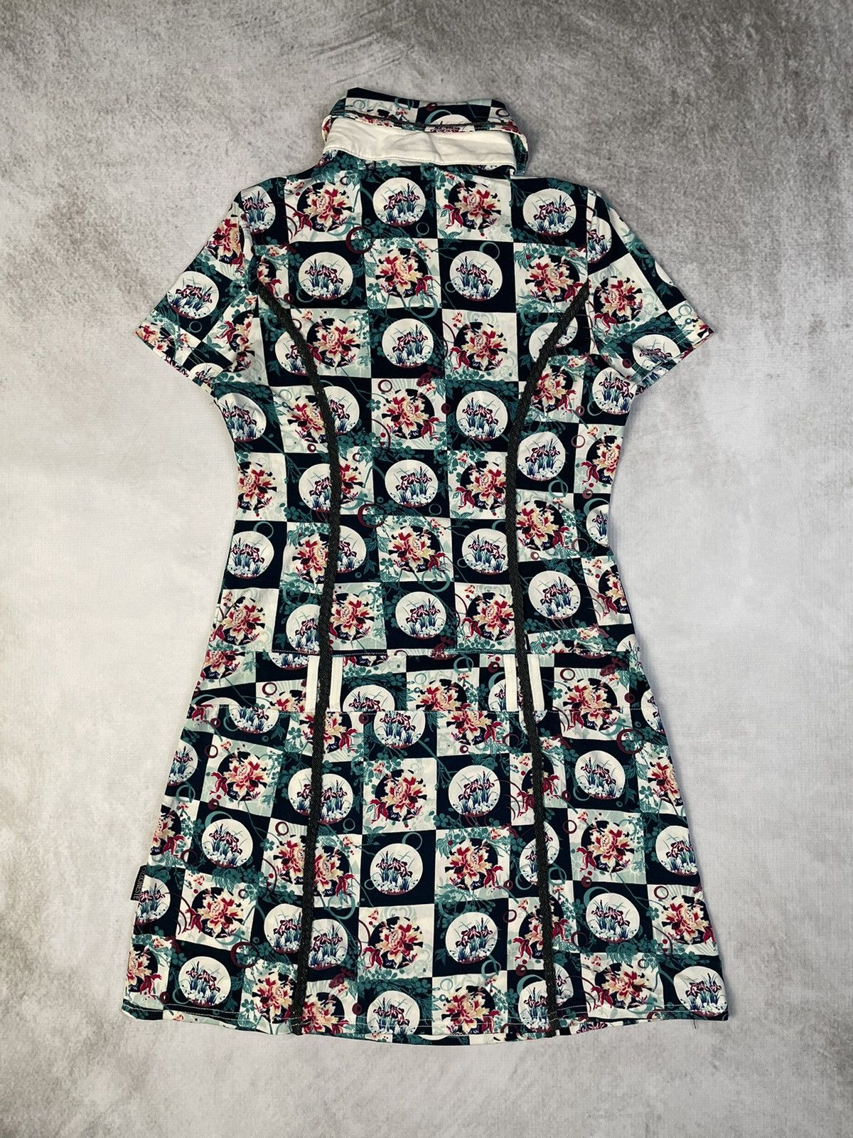 Japanese Brand SS12 Ozz Oneste Iris Flower Ichimatsu Checkered Print Dress Size S / US 4 / IT 40 - 8 Thumbnail
