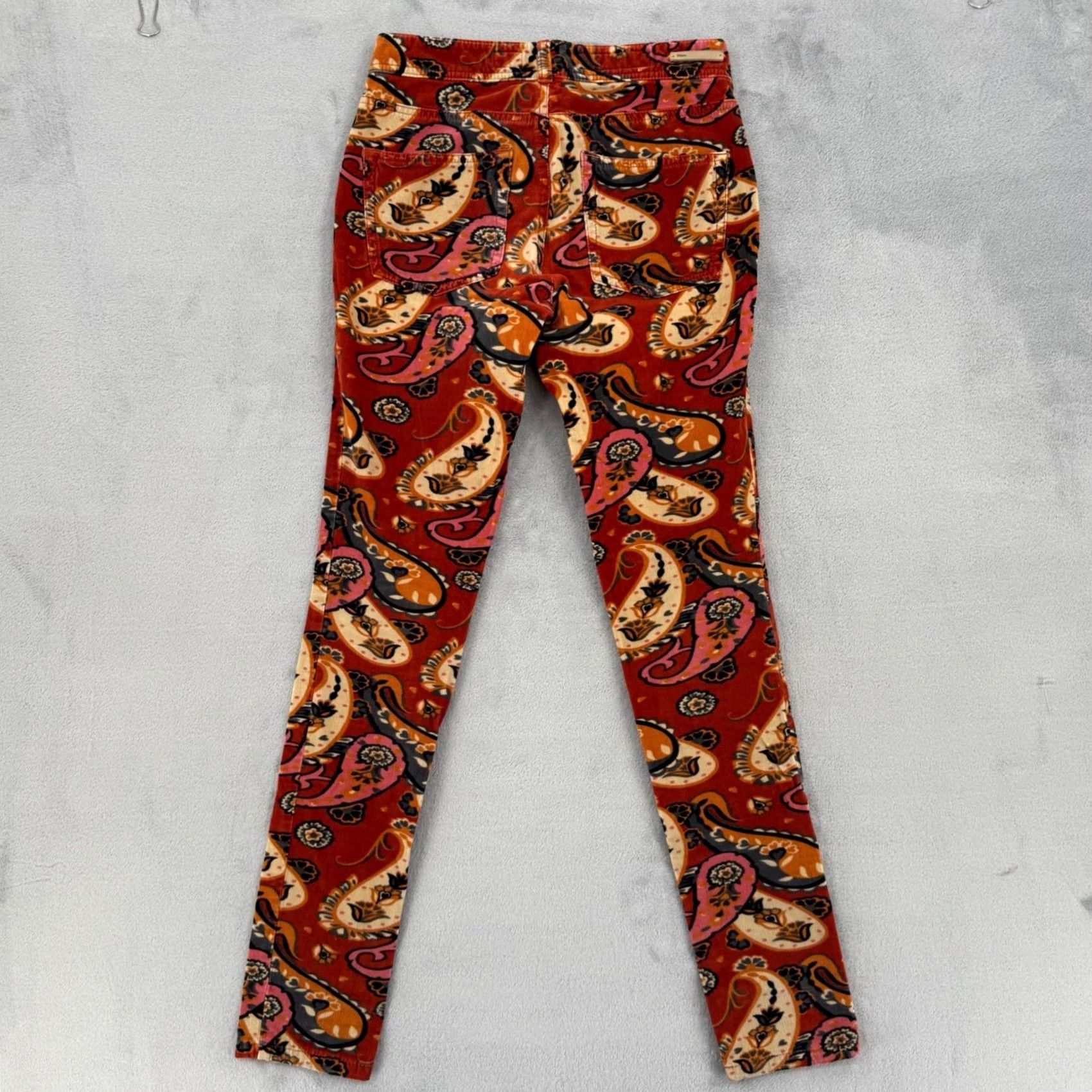 Vintage Pilcro and the Letterpress Serif Paisley Corduroy Pants Orange Red Womens Sz 25 Size 42" / US 20 - 5 Thumbnail