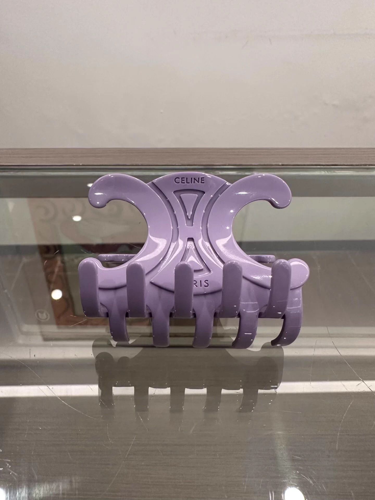 Celine Celine Purple Large Triomphe Logo Claw Clip New Authentic Size ONE SIZE - 2 Thumbnail