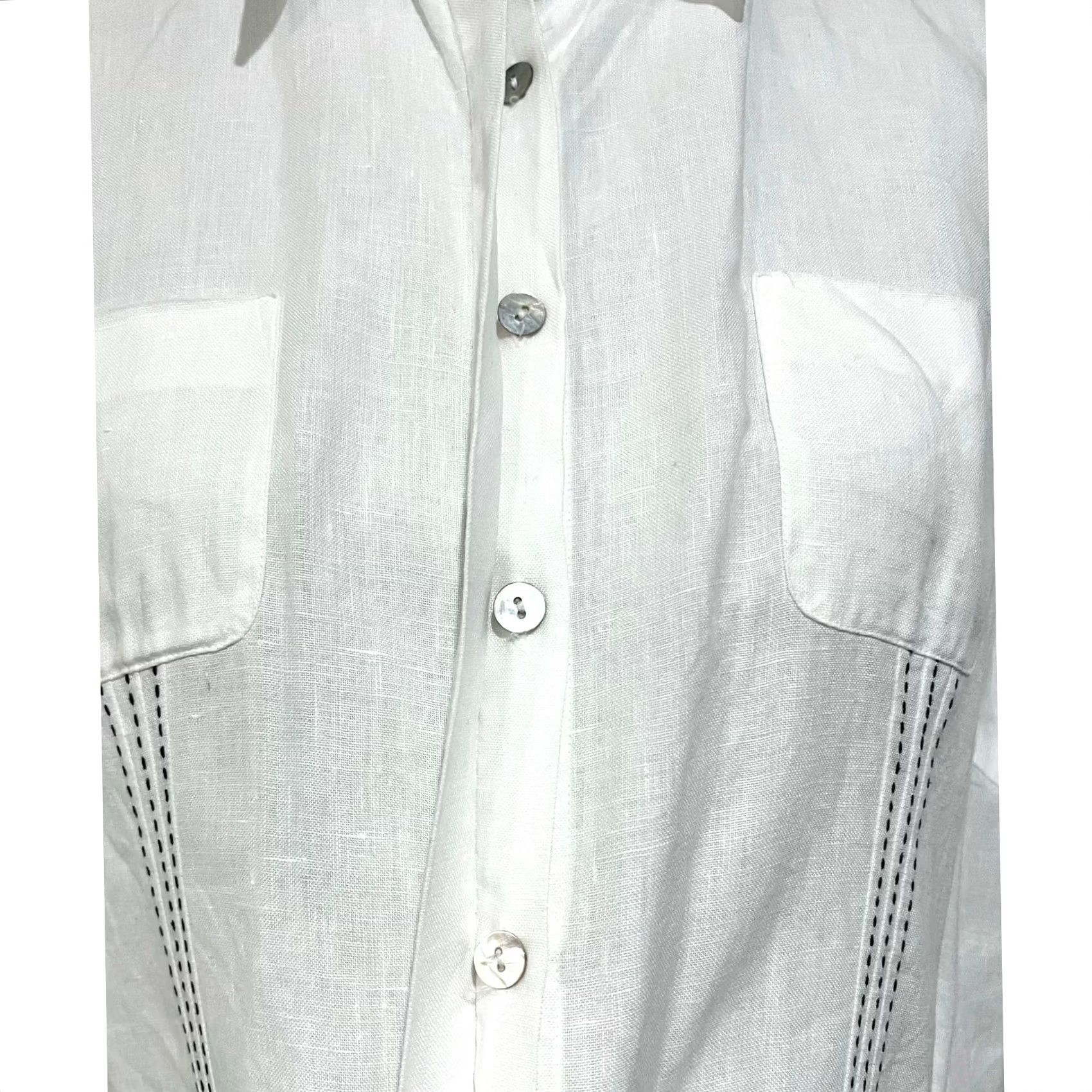 Vintage Richard Malcolm Irish Linen Blouse Button Front Top White Short Sleeve Womens XL Size XL / US 12-14 / IT 48-50 - 2 Thumbnail