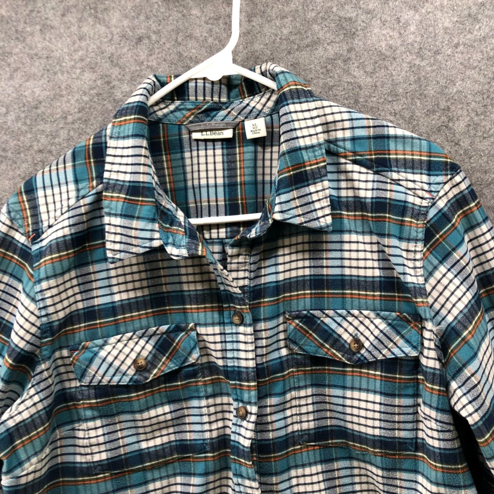 Vintage L.L. Bean Flannel Shirt Womens XL Blue White Plaid Teal Long Sleeve Size XL / US 12-14 / IT 48-50 - 3 Thumbnail