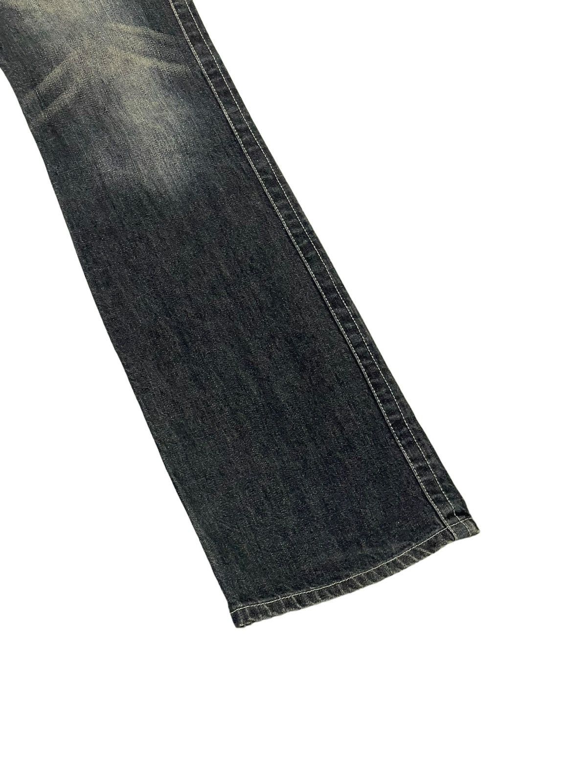 Japanese Brand Flare Jeans Semantic Design Faded Distress Boot Cut 8🟦8 Size US 31 - 4 Thumbnail