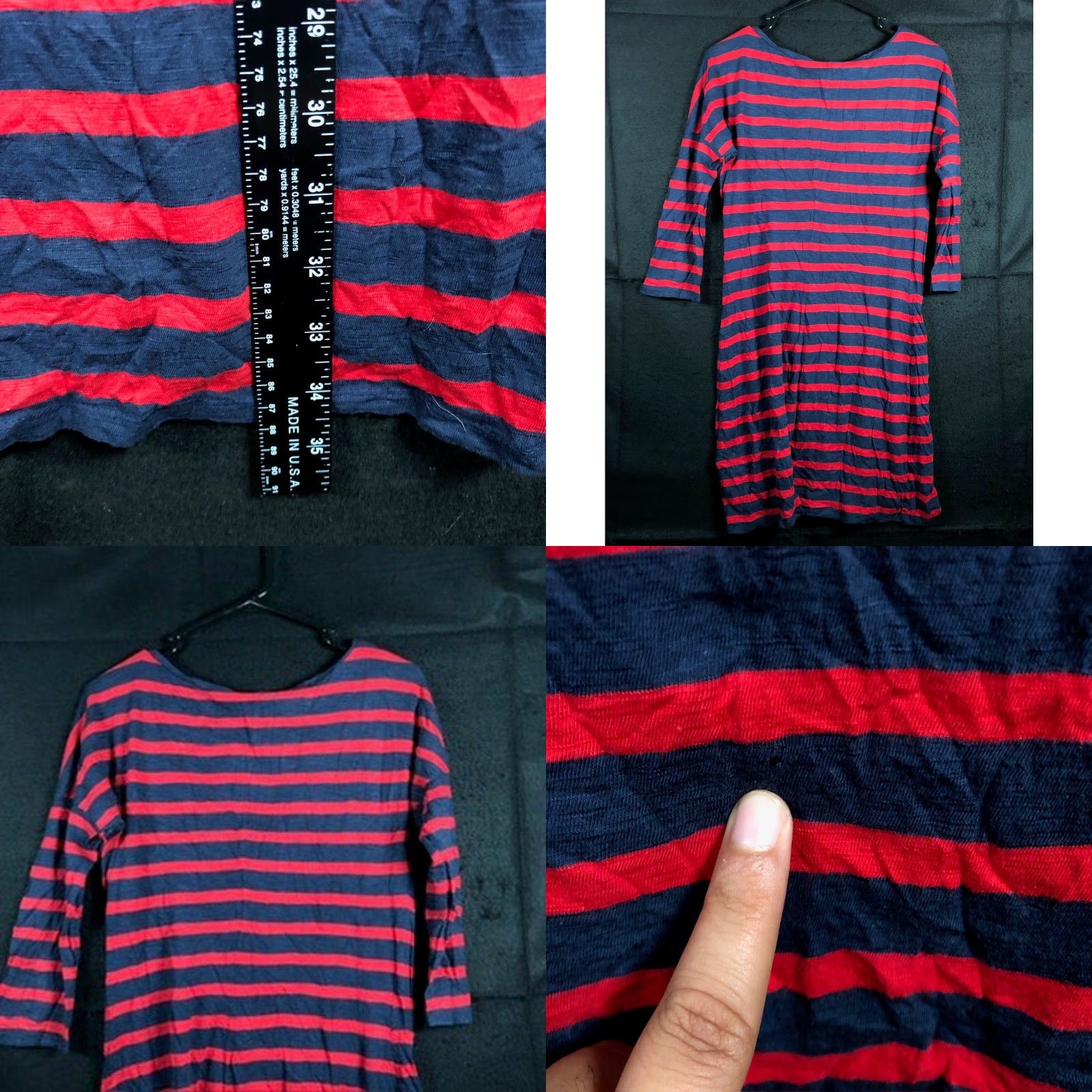 Express Express Womens Sweater Dress Striped Red Blue Scoop Neck Midi Knit Long Sleeve M Regular Cotton Modal Size M / US 6-8 / IT 42-44 - 8 Thumbnail