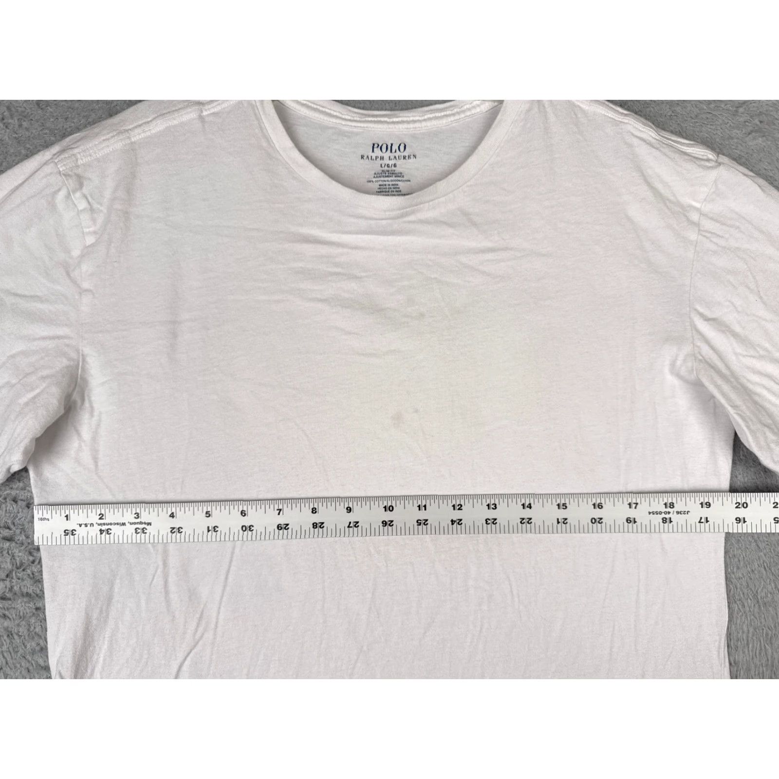 Ralph Lauren Polo Ralph Lauren Shirt Adult Large White Cotton Slim Fit Crew Neck Embroidered Logo Solid Mens Size US L / EU 52-54 / 3 - 7 Thumbnail