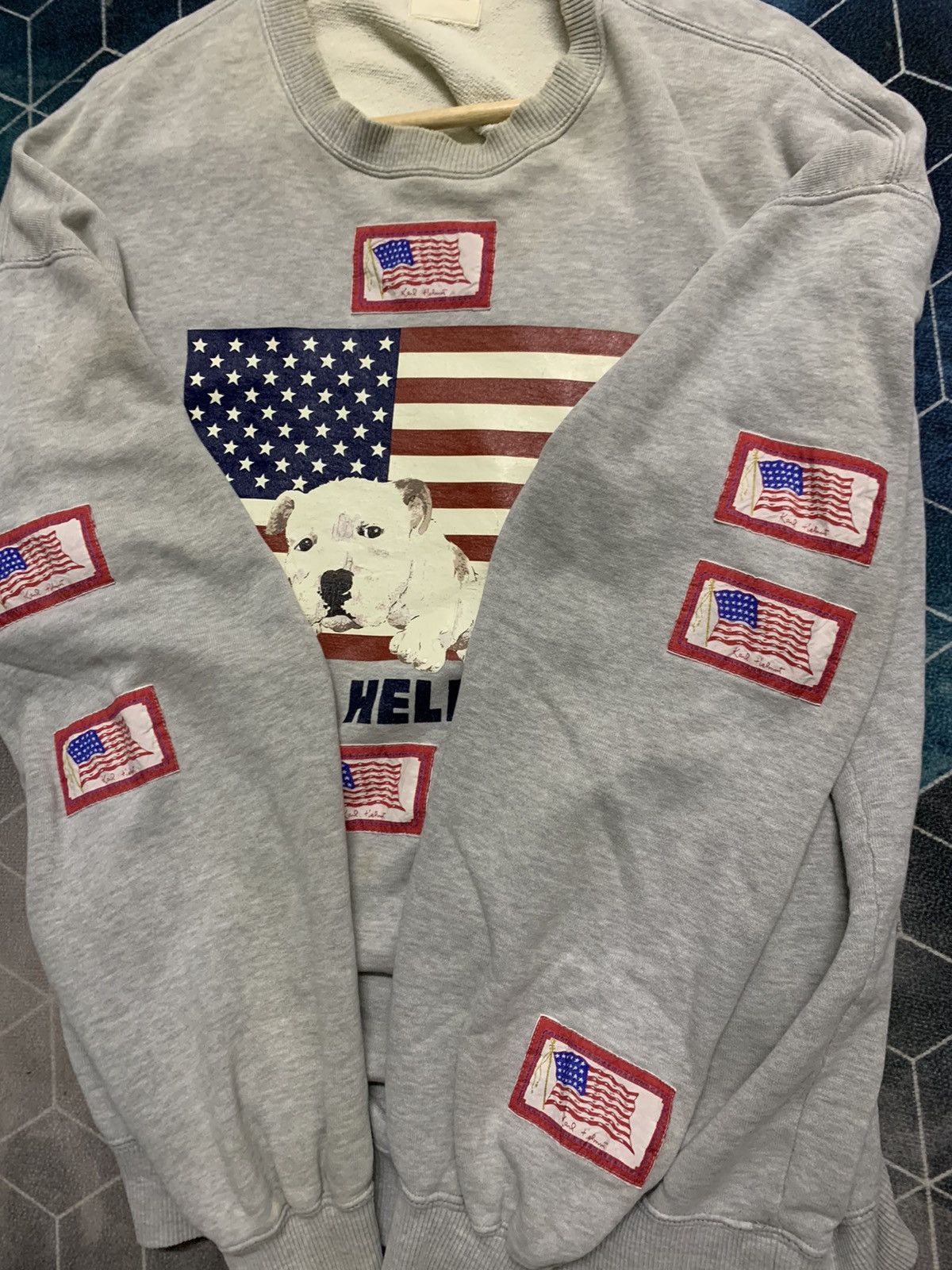 Designer × Karl Helmut × Vintage VINTAGE KARL HELMUT DOG & U.S.A FLAG LOGO Size US L / EU 52-54 / 3 - 7 Thumbnail