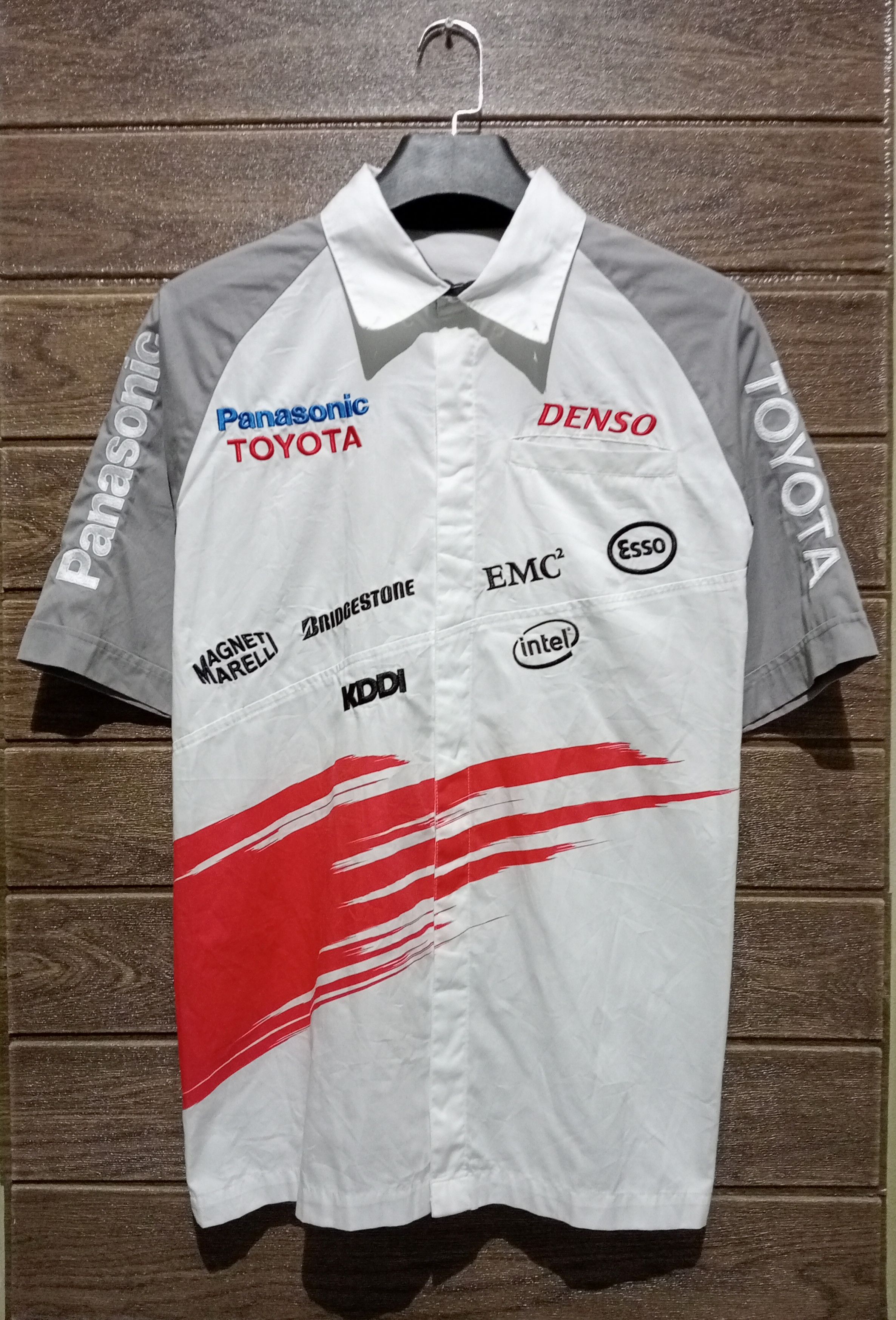 Formula 1 VTG '90s Panasonic Toyota Racing Embroidery Shirt Very Rare Size US L / EU 52-54 / 3 - 2 Thumbnail