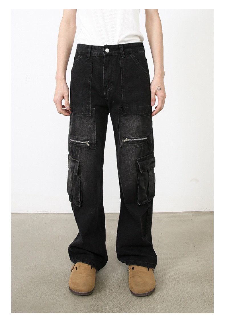 image of Black Cargo Denim Jeans, Men's (Size 30)