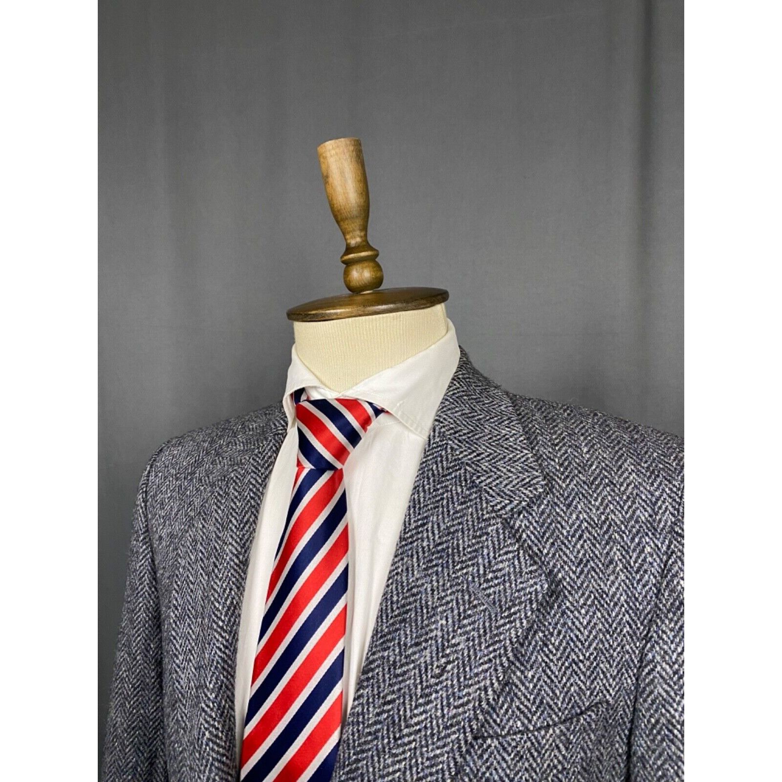 Harris Tweed Harris Tweed x Lubiam Herringbone Men's Blue Wool Blazer Jac Size 50R - 5 Thumbnail