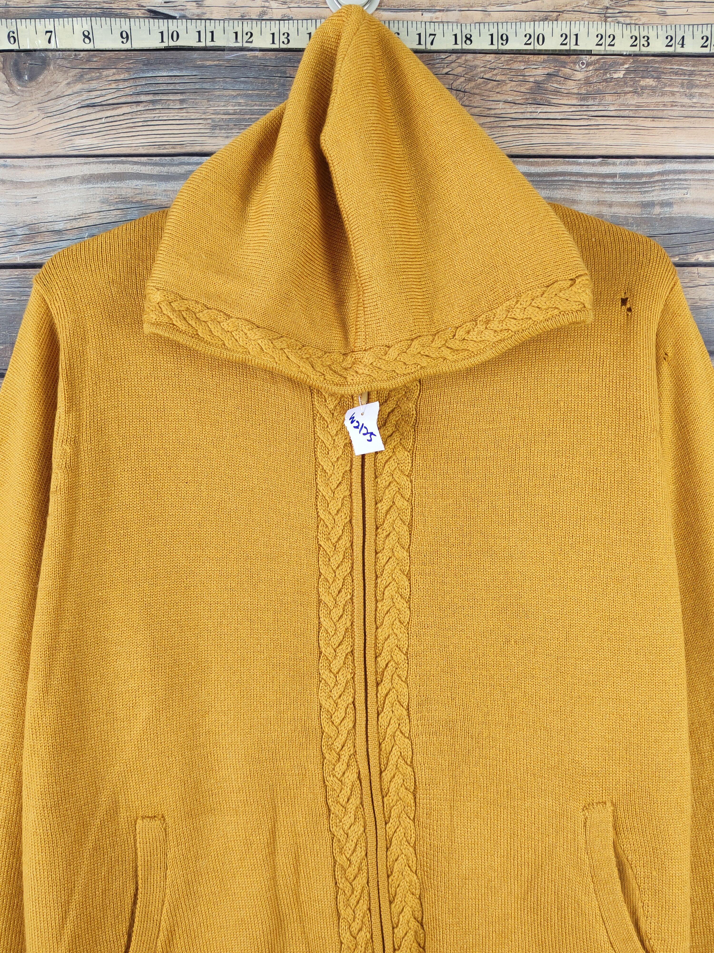 Homespun Knitwear Decoy Mustard Knitwear riped Hoodie Cardigan#W2125 Size L / US 10 / IT 46 - 2 Thumbnail