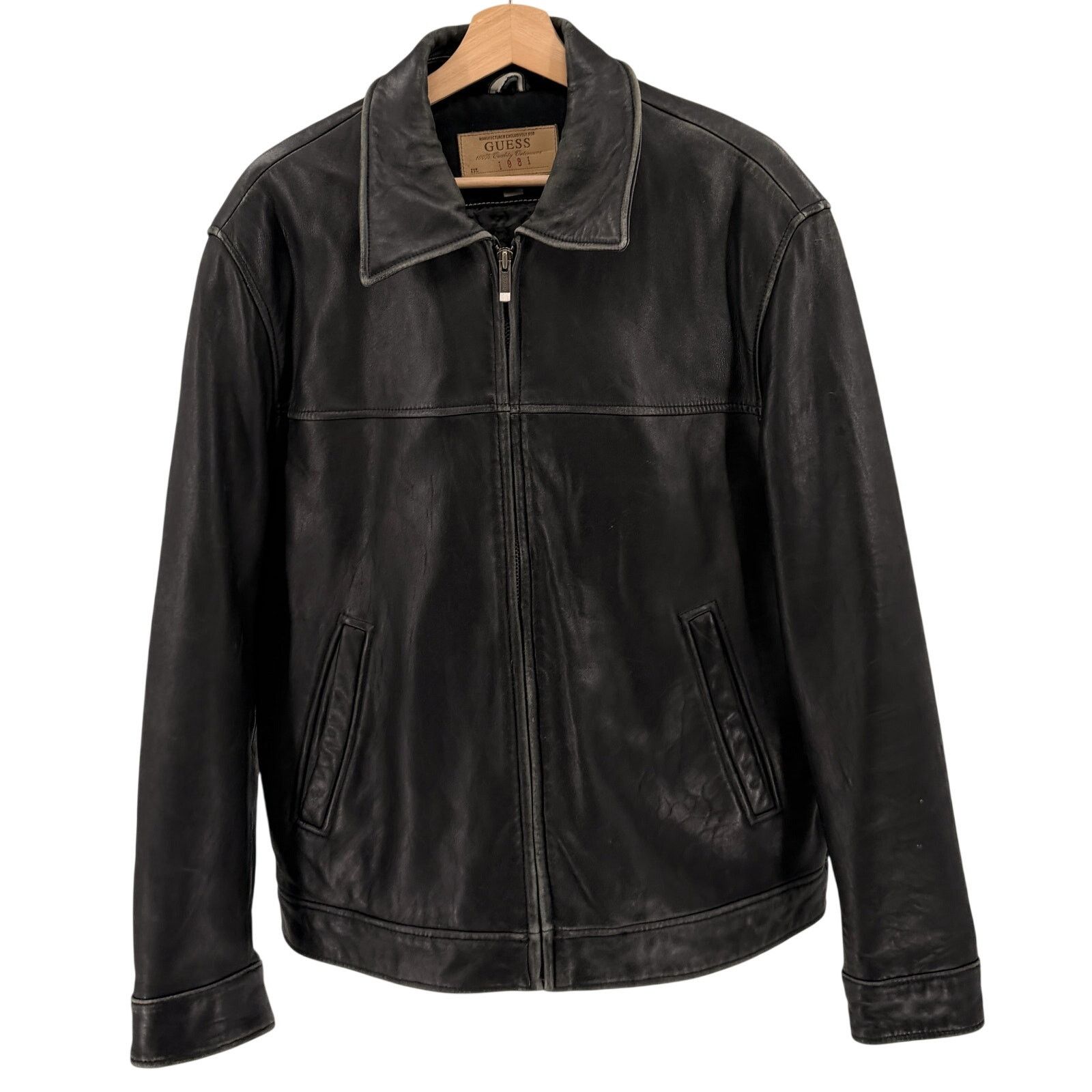 Guess Guess Men's Vintage Leather Black Jacket | Grailed